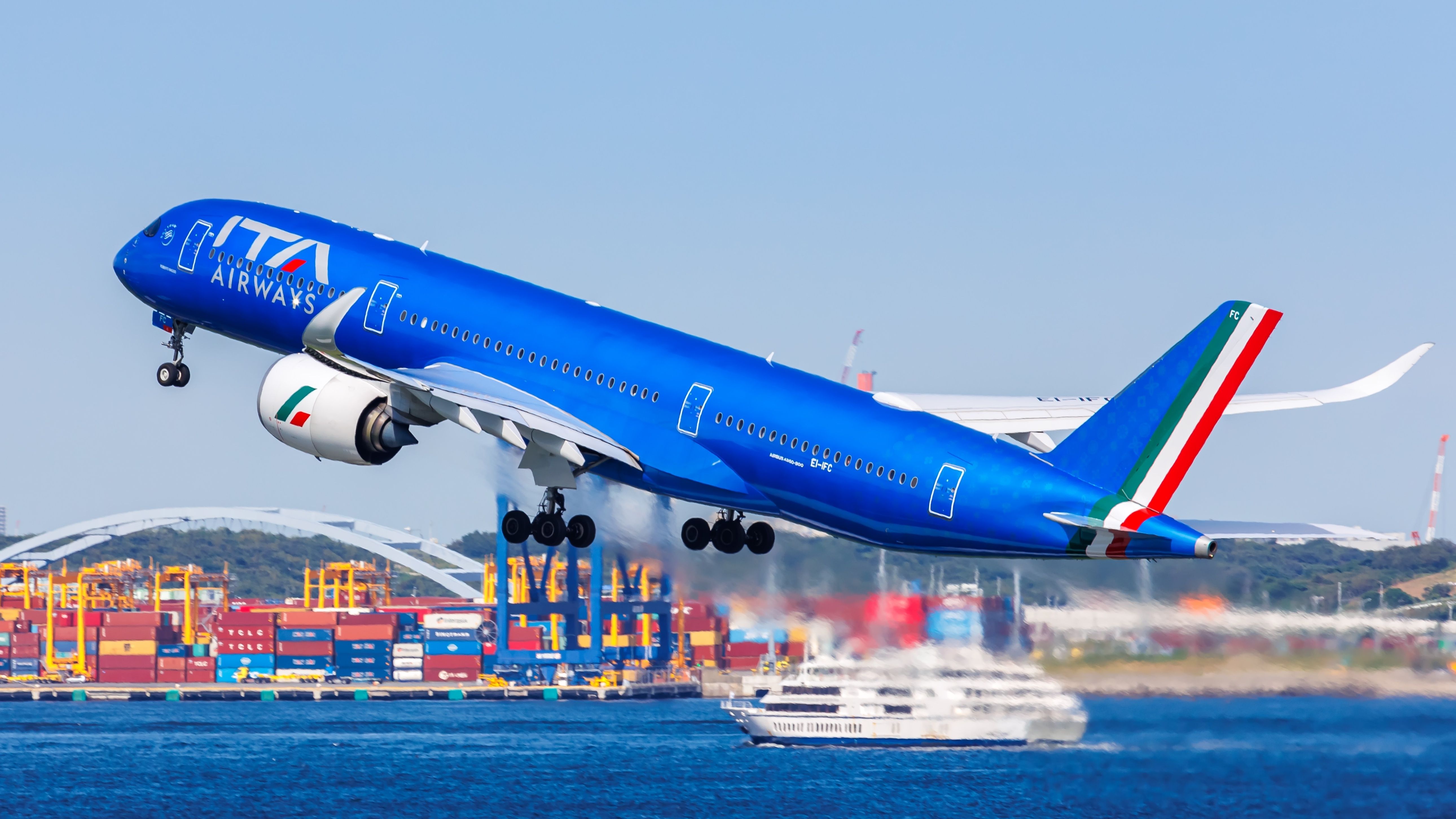 ITA Airways Airbus A350 taking off from Japan