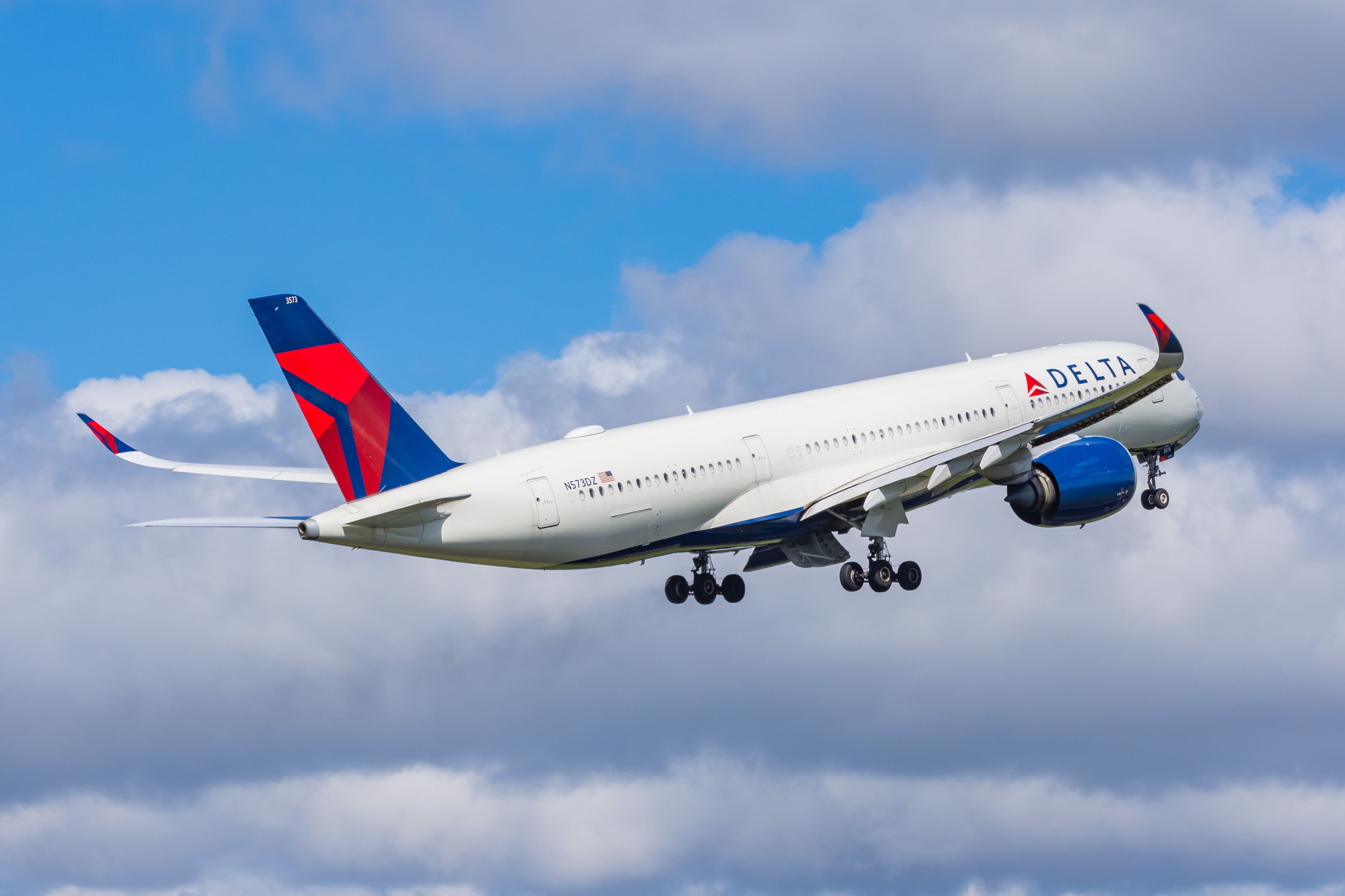 A Delta Air Lines Airbus A350 taking off