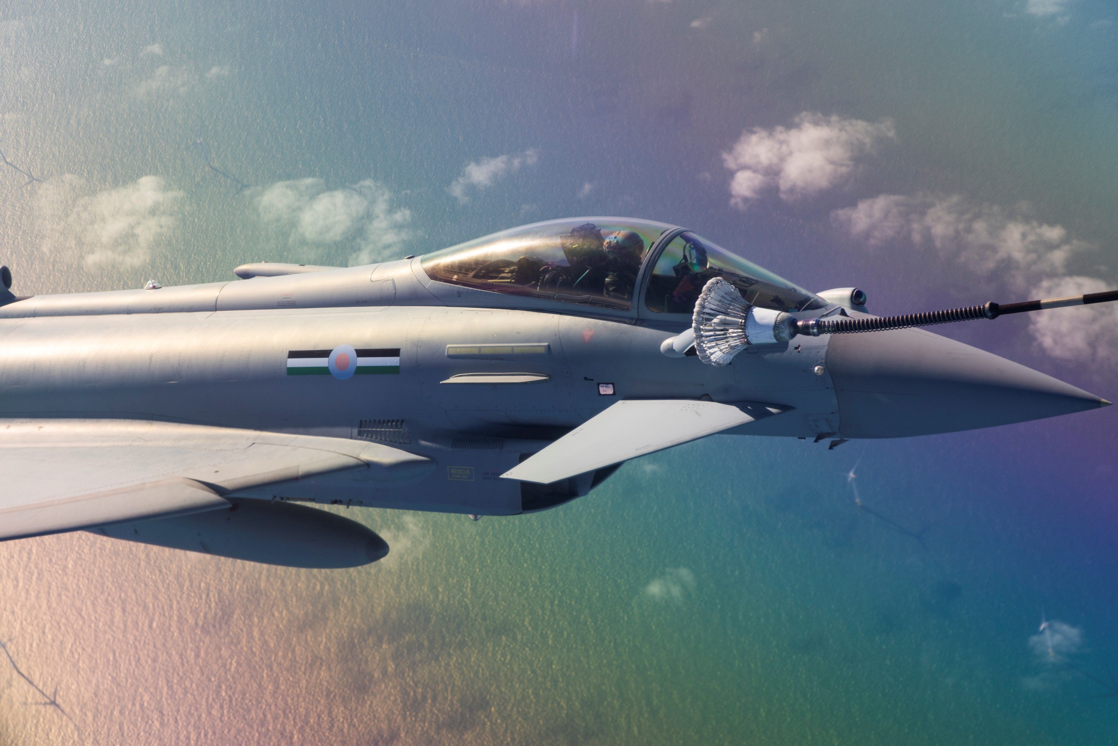 Royal Air Force fighter jet mid-air refueling