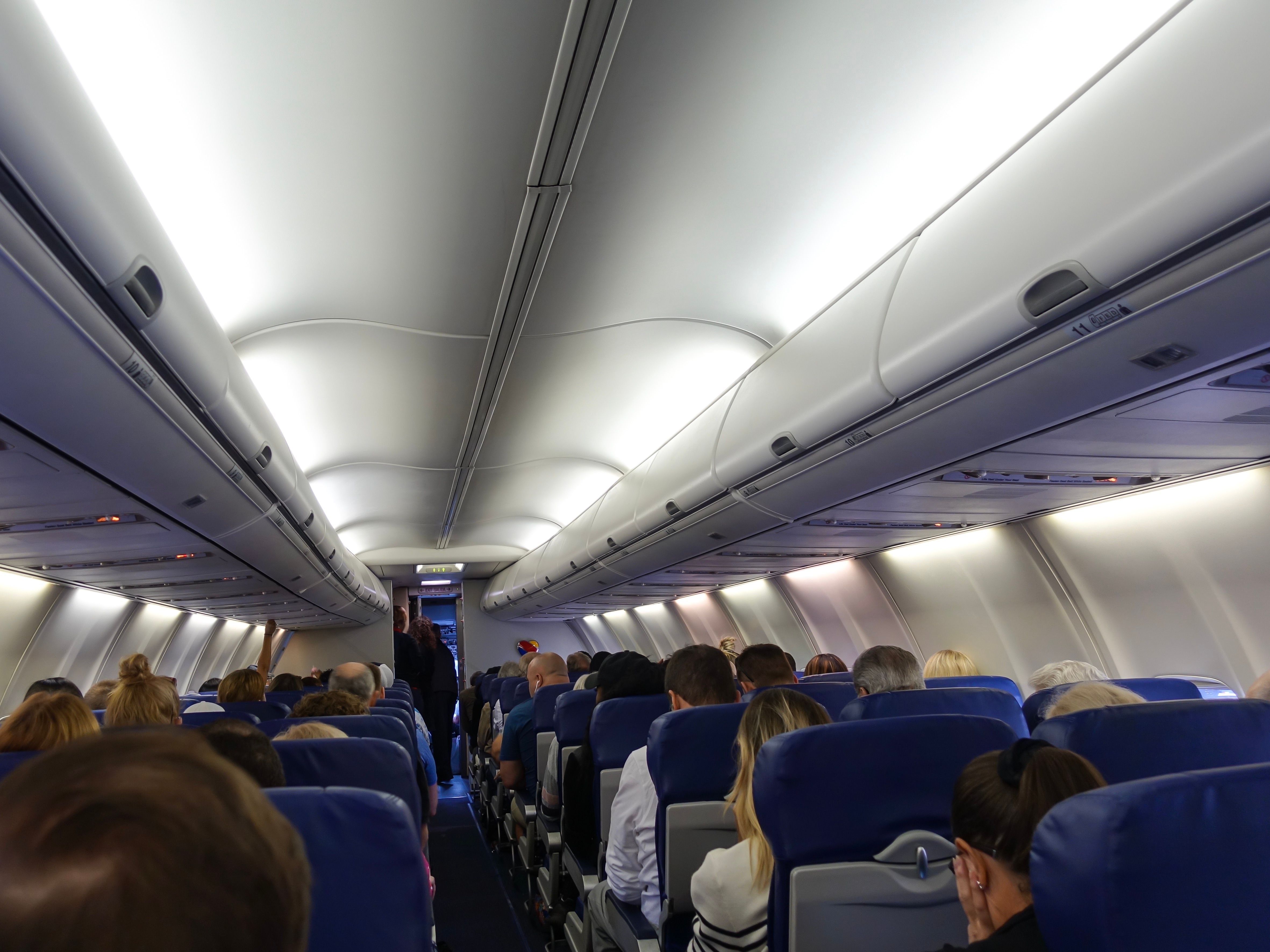 Southwest Airlines Boeing 737 cabin shutterstock_1359682520