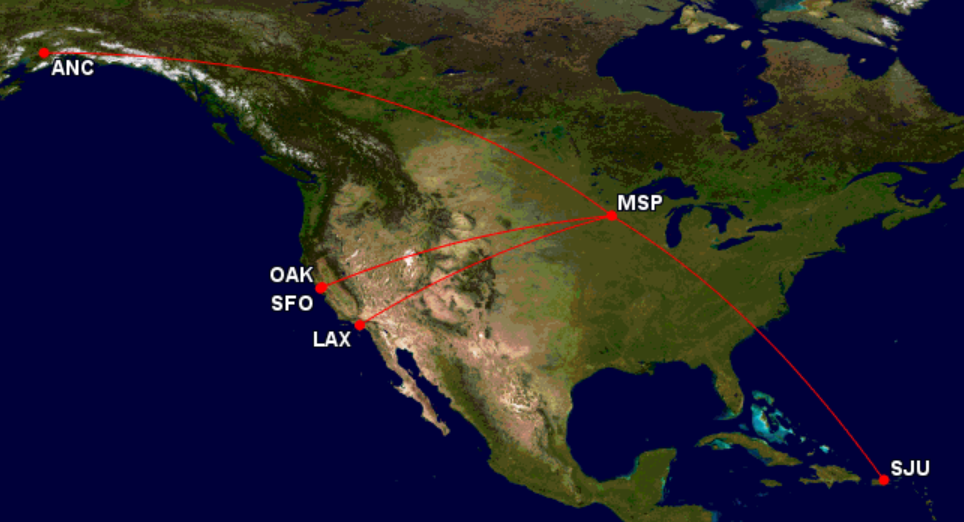 Sun Country Airlines longest US domestic routes