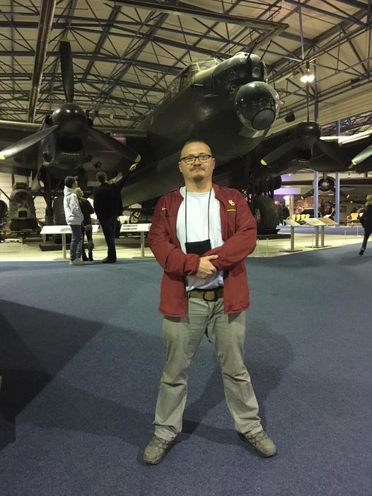 The author in front of an Avro Lancaster at the RAF Museum Hendon in 2017