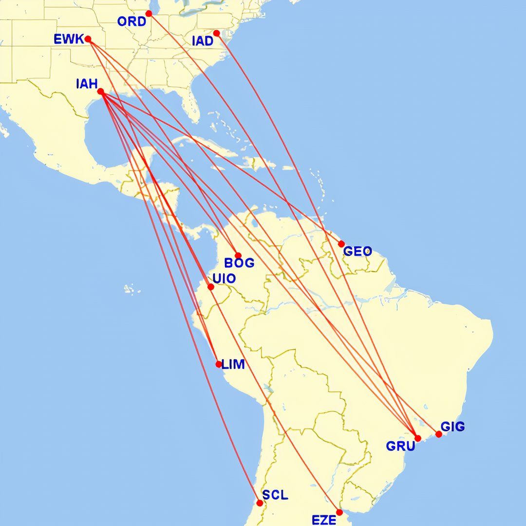 United US-South America routes