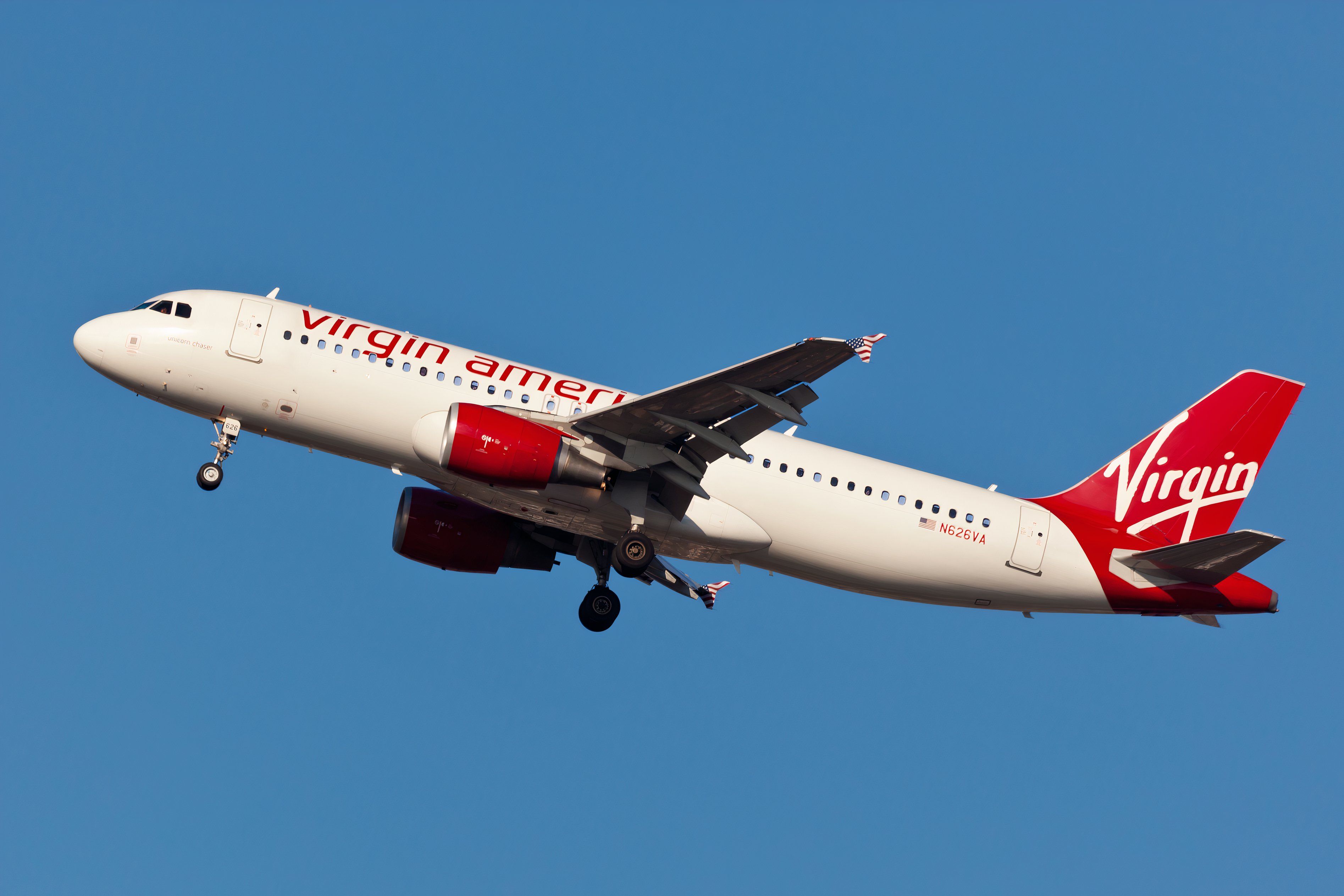 Virgin America A320 flying