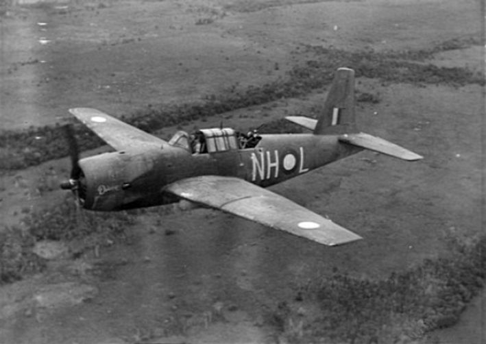 Vultee Vengeance_bomber_of_12_Sqn_RAAF_in_flight_1943