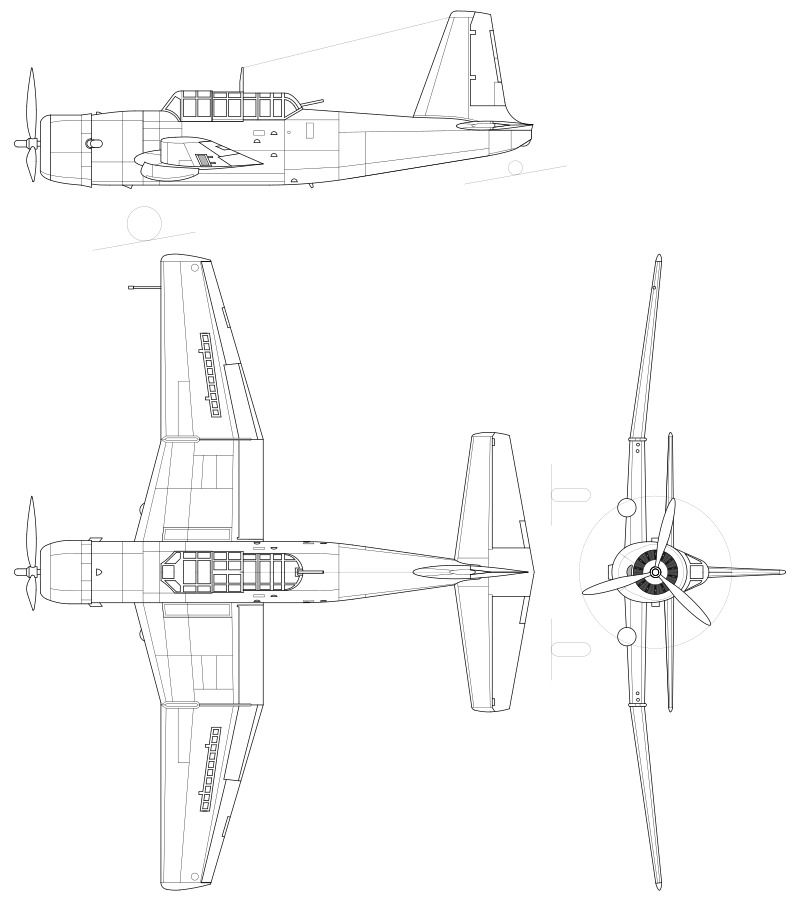 Vultee_A-35_Vengeance_3-view_line_drawing.svg