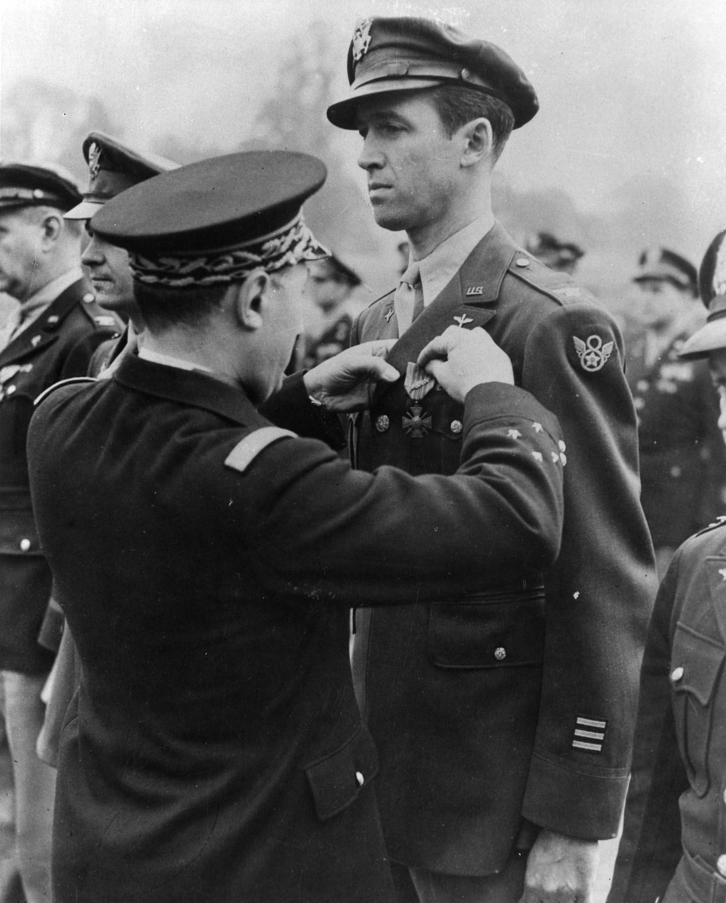 James Stewart receiving a medal 