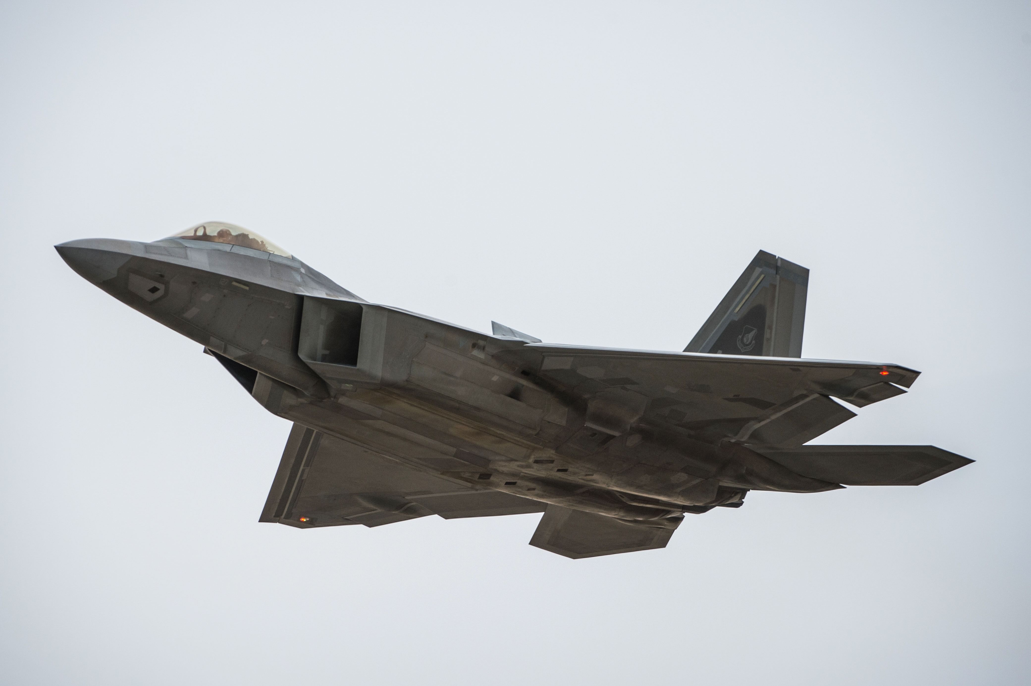 170214-Z-CO490-038 - An F-22 Raptor launches a sortie in support of Combined Joint Task Force-Operation Inherent Resolve from an undisclosed location in Southwest Asia, Feb. 14, 2017. F-22s have provided close air support and precision guided strikes in an effort to weaken and destroy Islamic State in Iraq and the Levant operations in the Middle East region and around the world.