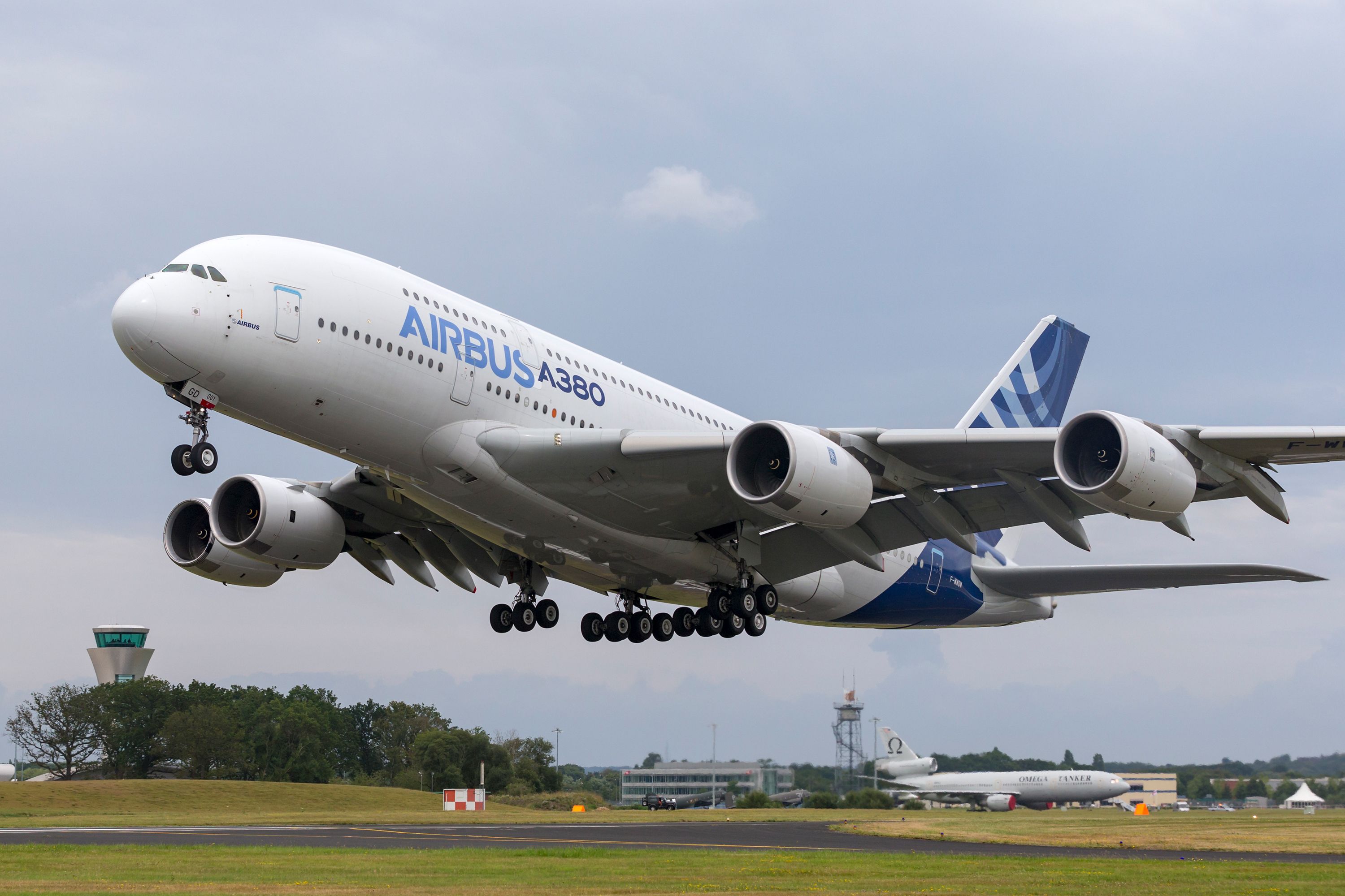 Airbus A380 departing shutterstock_1258407763