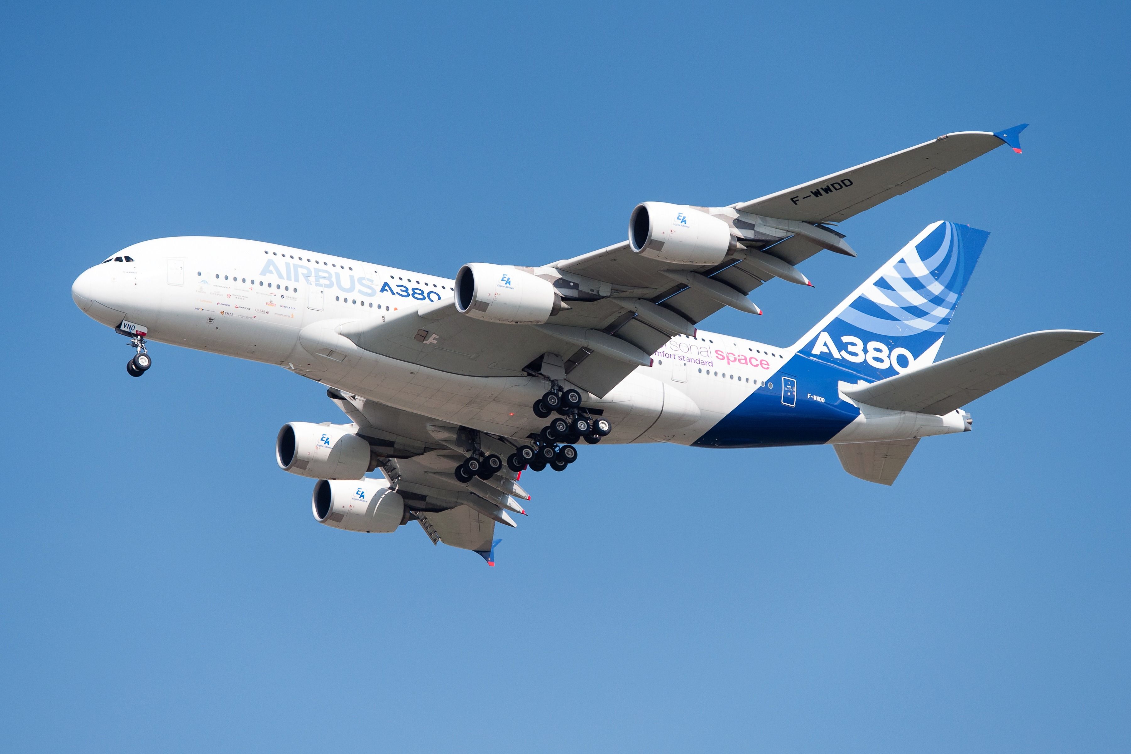 Airbus A380 flying shutterstock_216813145