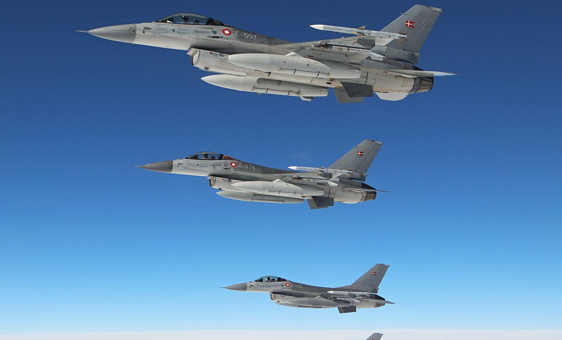 Danish F-16 aircraft in the sky