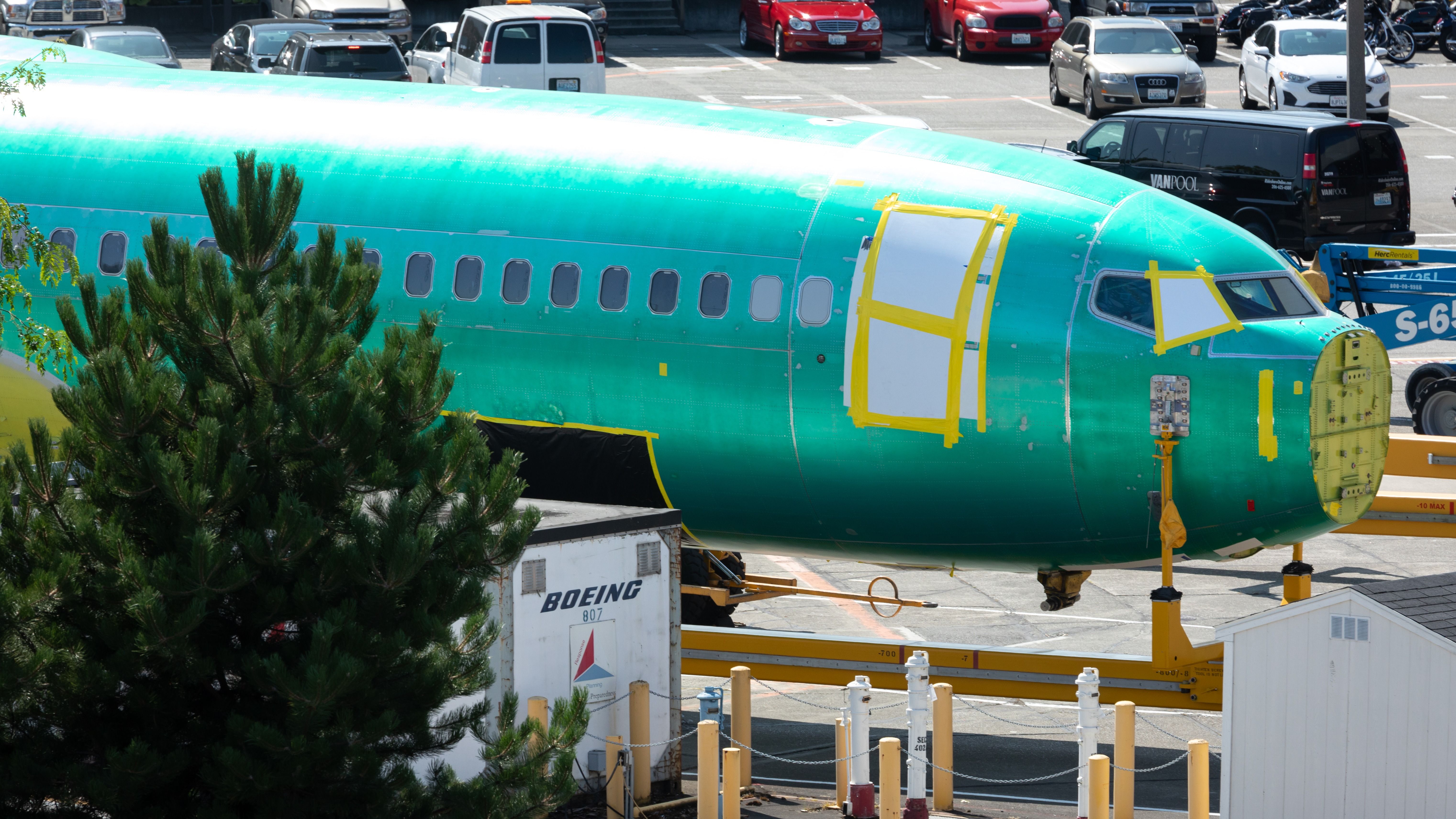 Boeing 737 fuselage being transported to Boeing's facilities in Renton, Washington shutterstock_1468457417