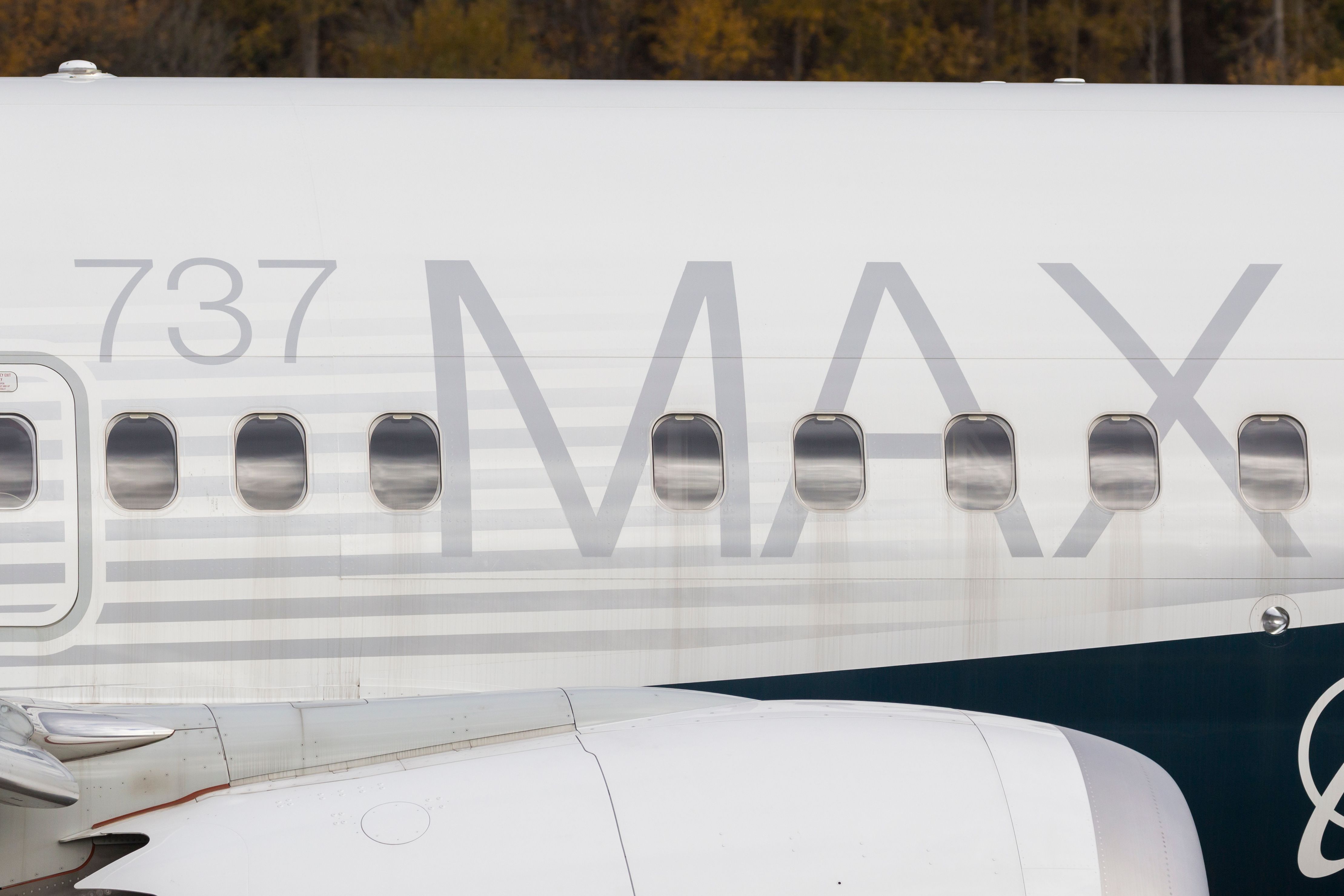 Boeing 737 MAX writing on the side of the fuselage of the Boeing 737 MAX shutterstock_1854534448