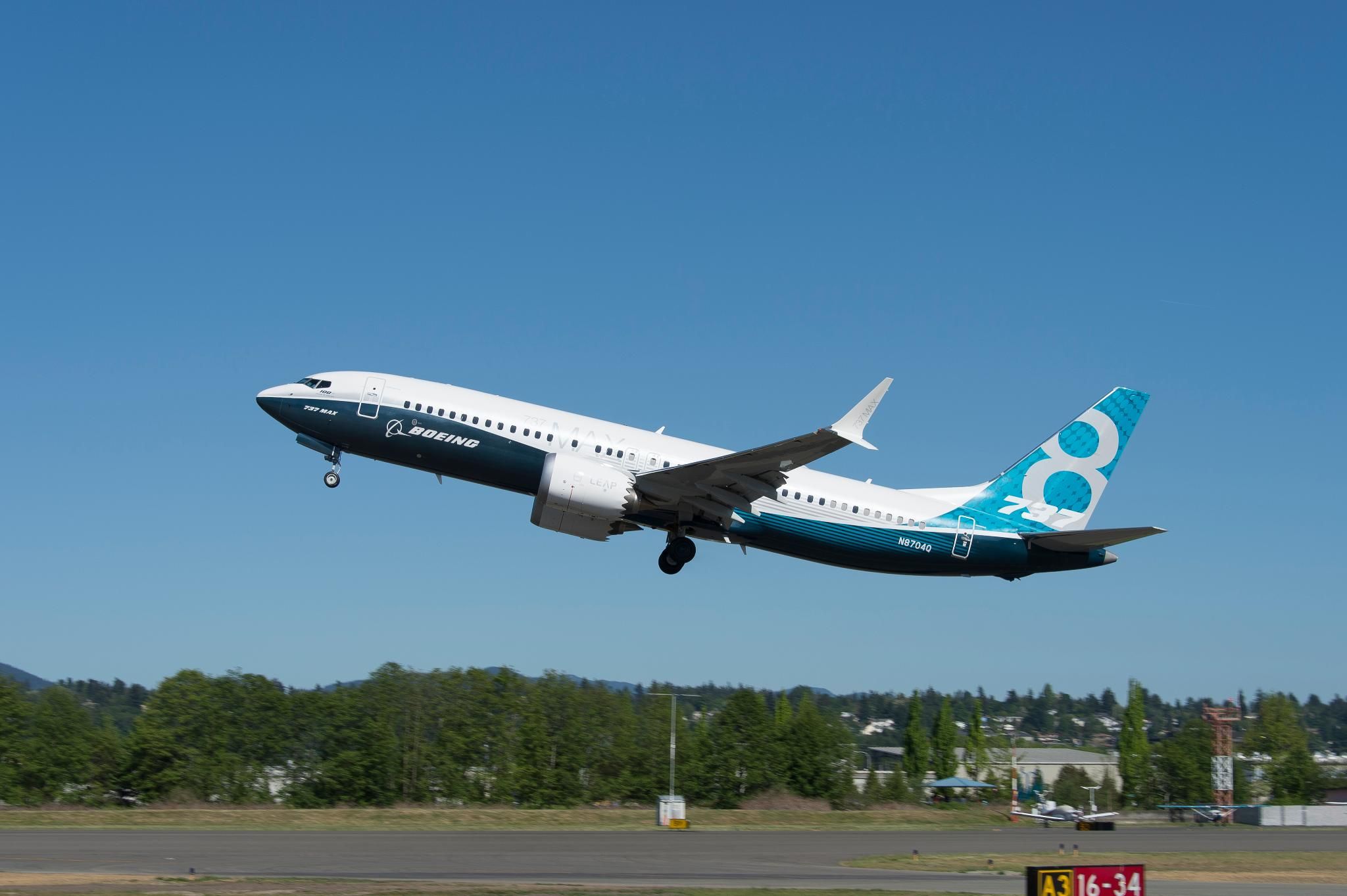 Boeing 737 MAX 8 taking off.