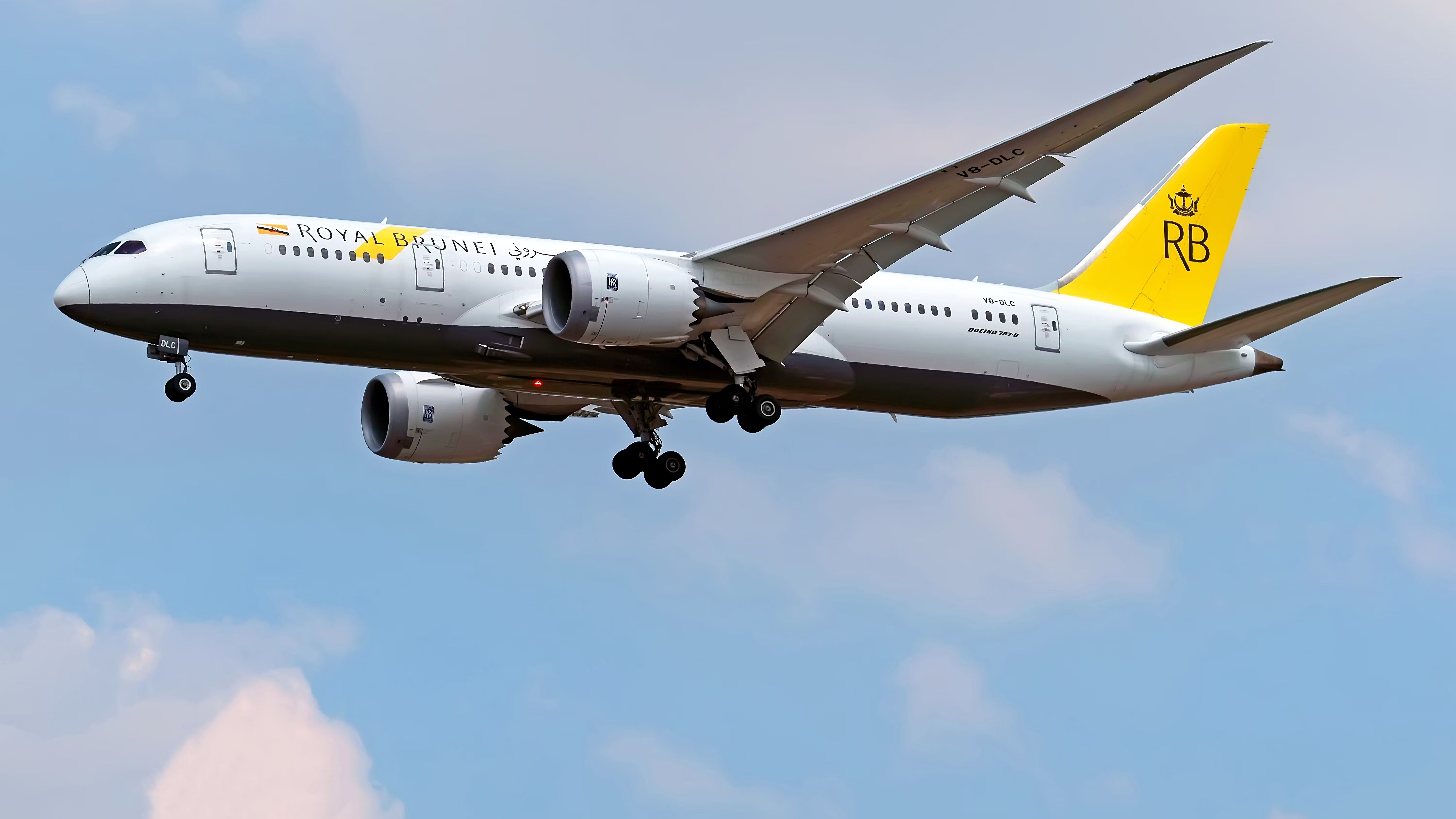 Royal Brunei Boeing 787 Landing Under Blue Skies