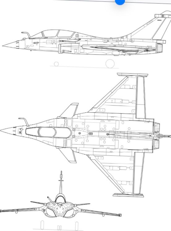 Dassault Rafale 3-View Schematic