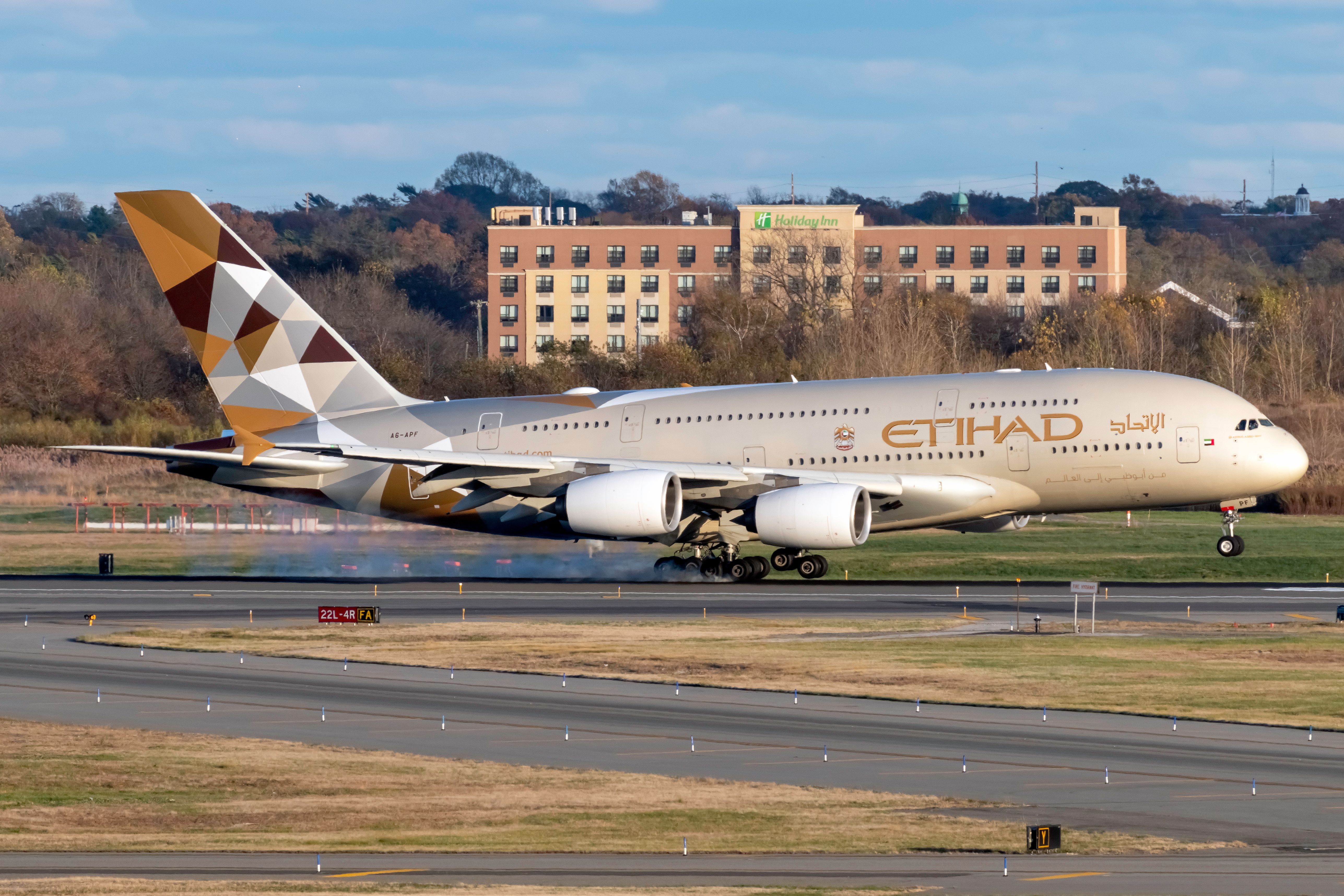 Etihad Airways Airbus A380 landing