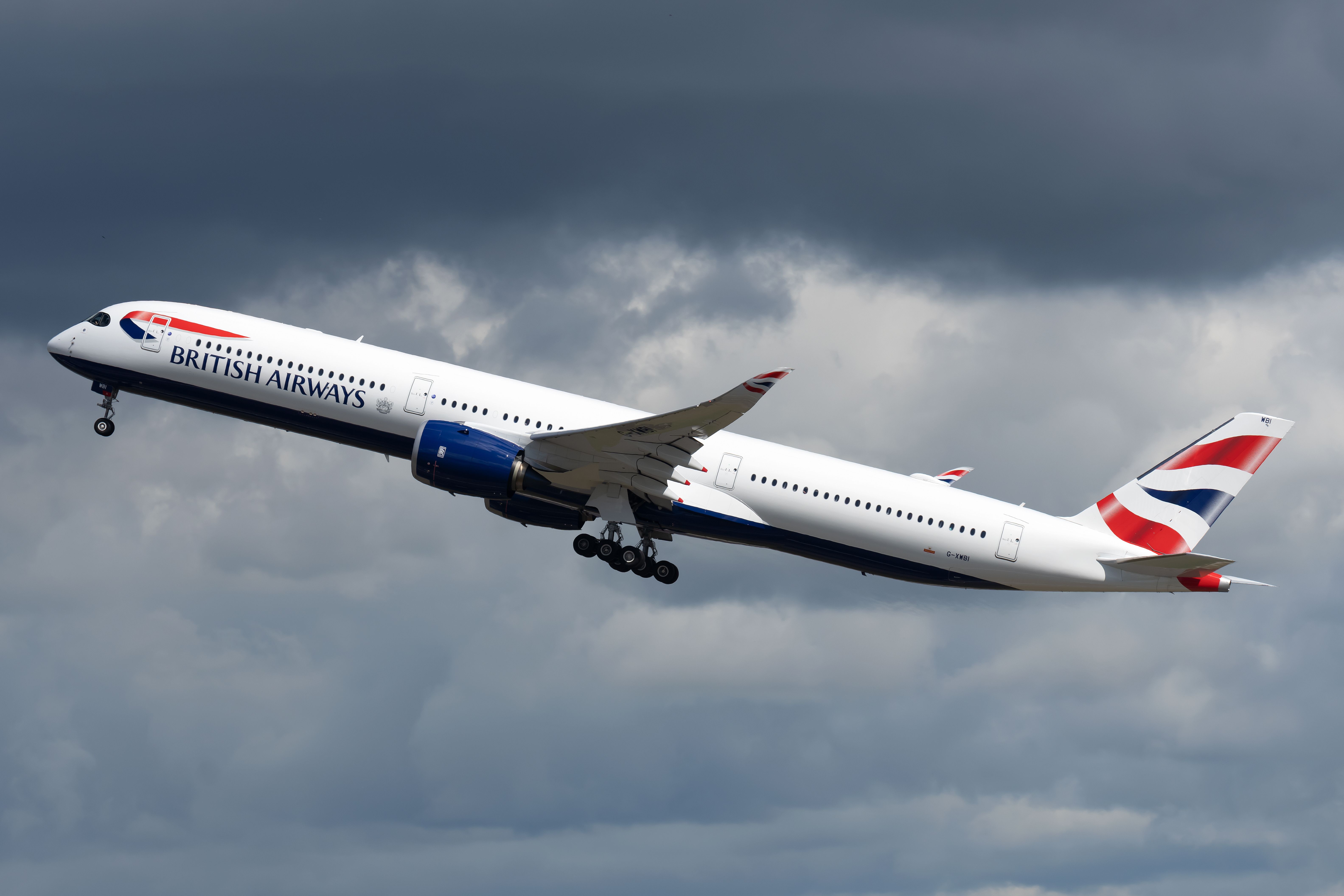 A British Airways Airbus A350 taking off.