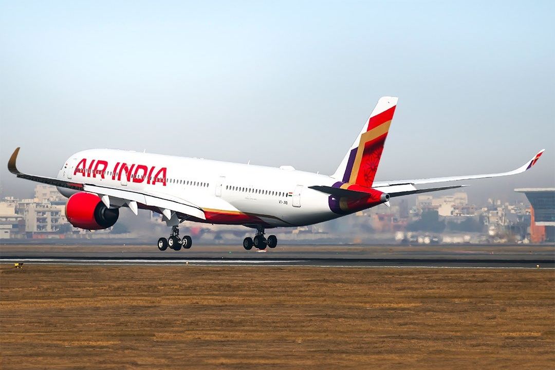 Air India Airbus A350 aircraft landing.