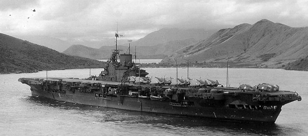 Royal Navy aircraft carrier HMS Victorious (R38) during operations with the U.S. Navy Task Force 36