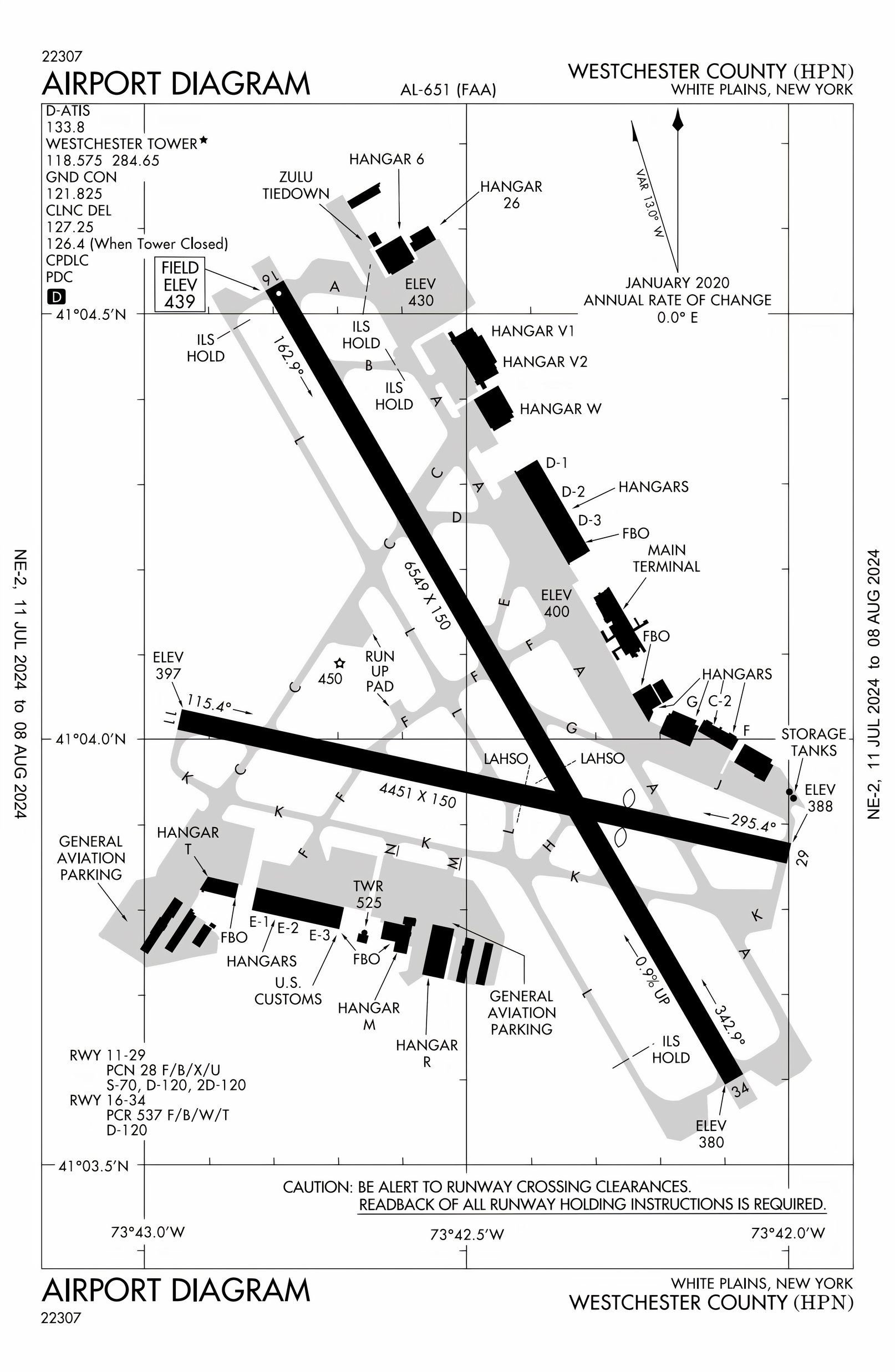 Diagram of Westchester County Airport