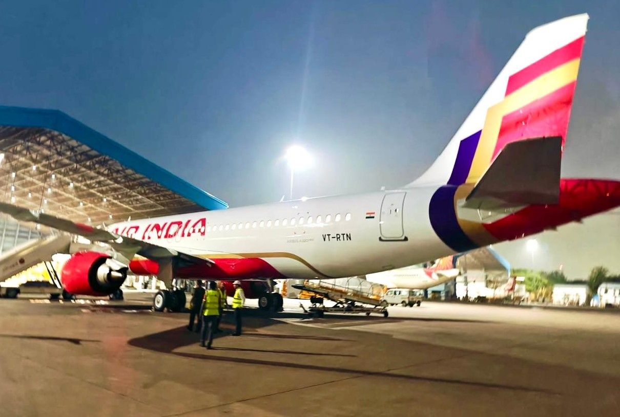 Air India's A320 lands in Delhi in new livery