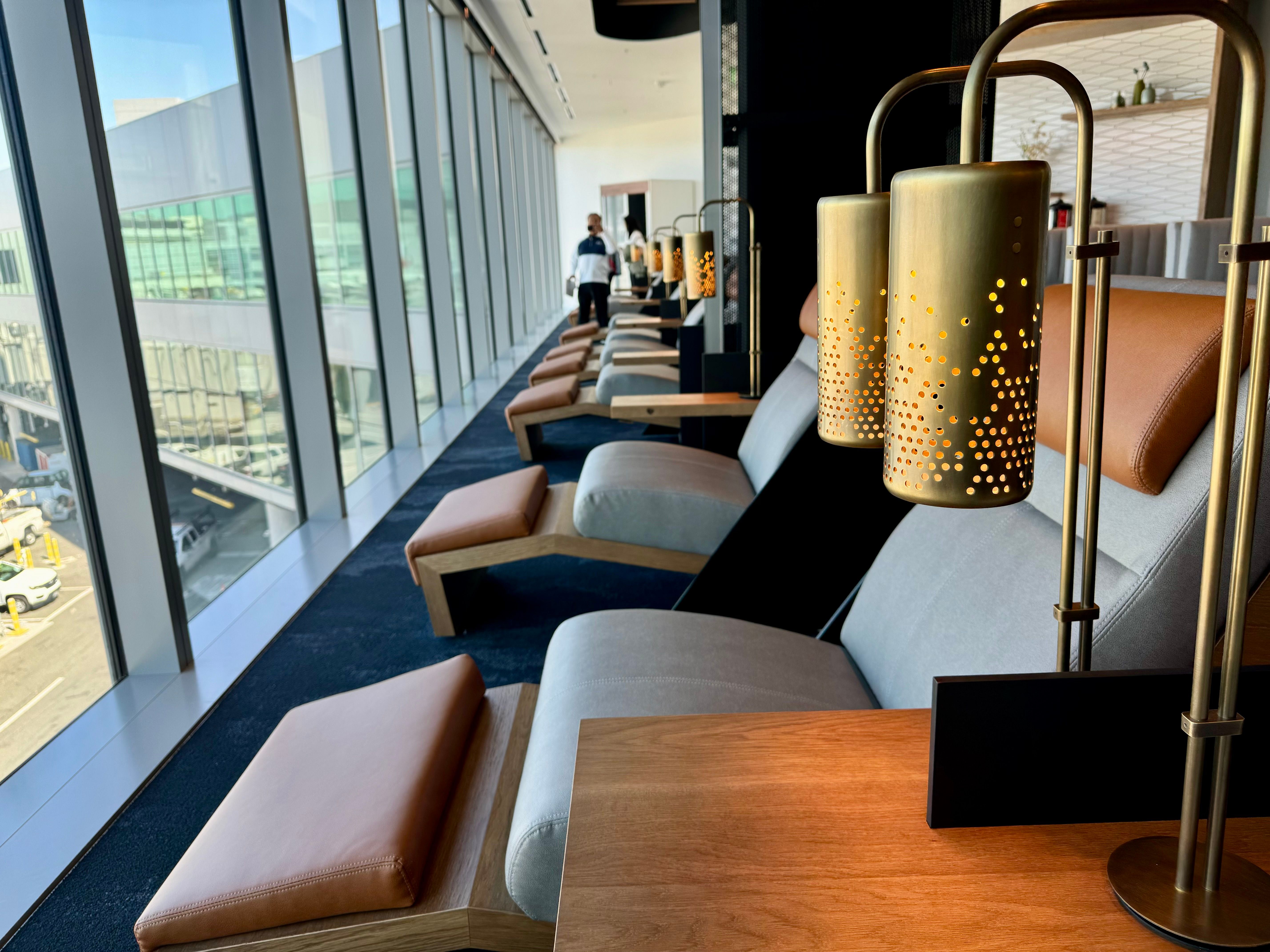 The chairs at Alaska Airlines's SFO lounge