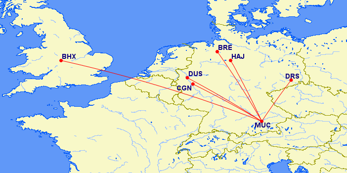 Lufthansa City Airlines initial network