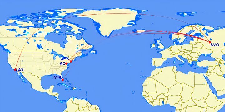 Aeroflot USA route map