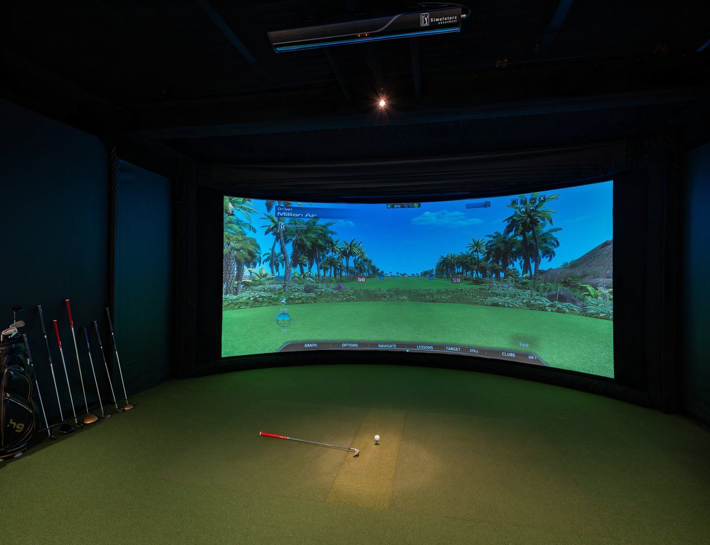 The golf simulator at Million Air HPN FBO