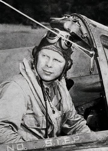 Photo of Richard Bong in the cockpit of an aircraft