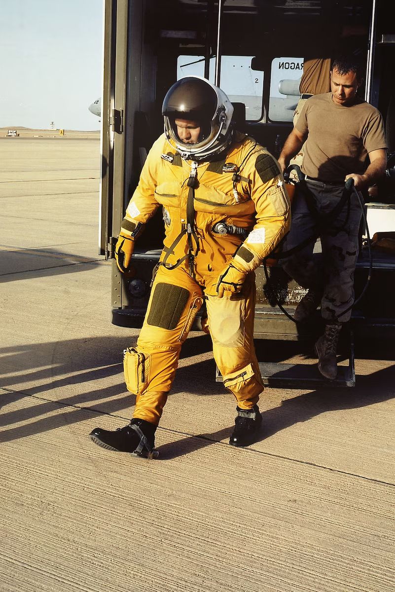 Photo of U-2 pilot in space suit