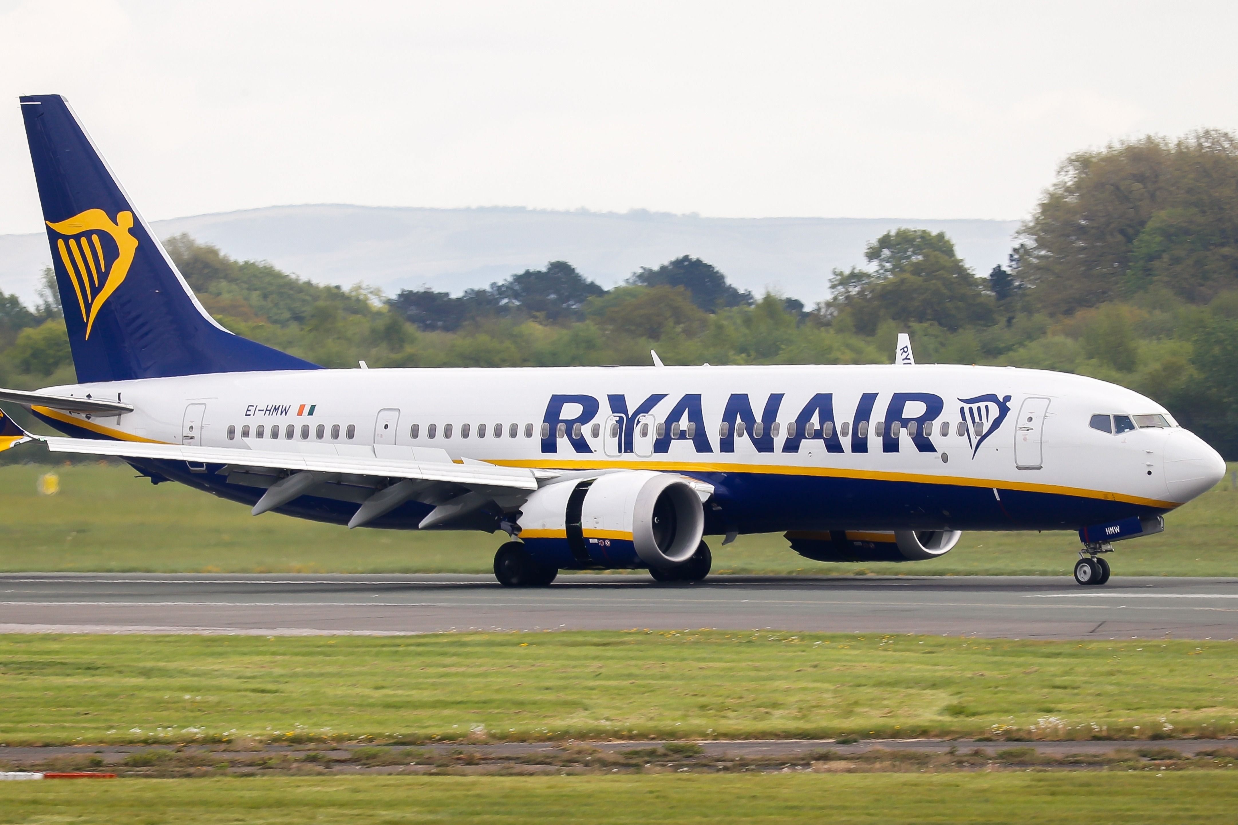 Ryanair Boeing 737 MAX lands at MAN shutterstock_2156411479