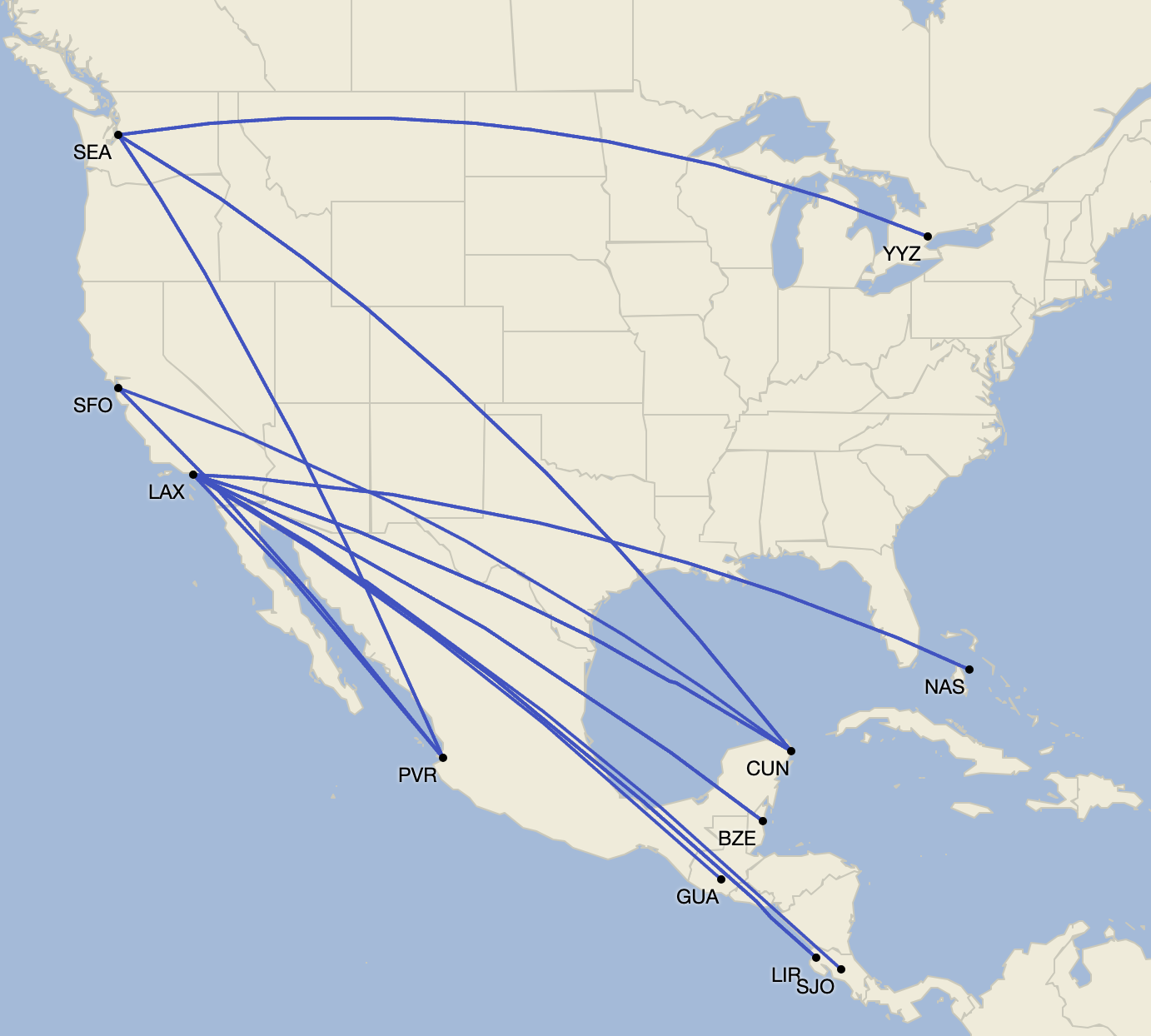 Alaska Airlines longest international routes.