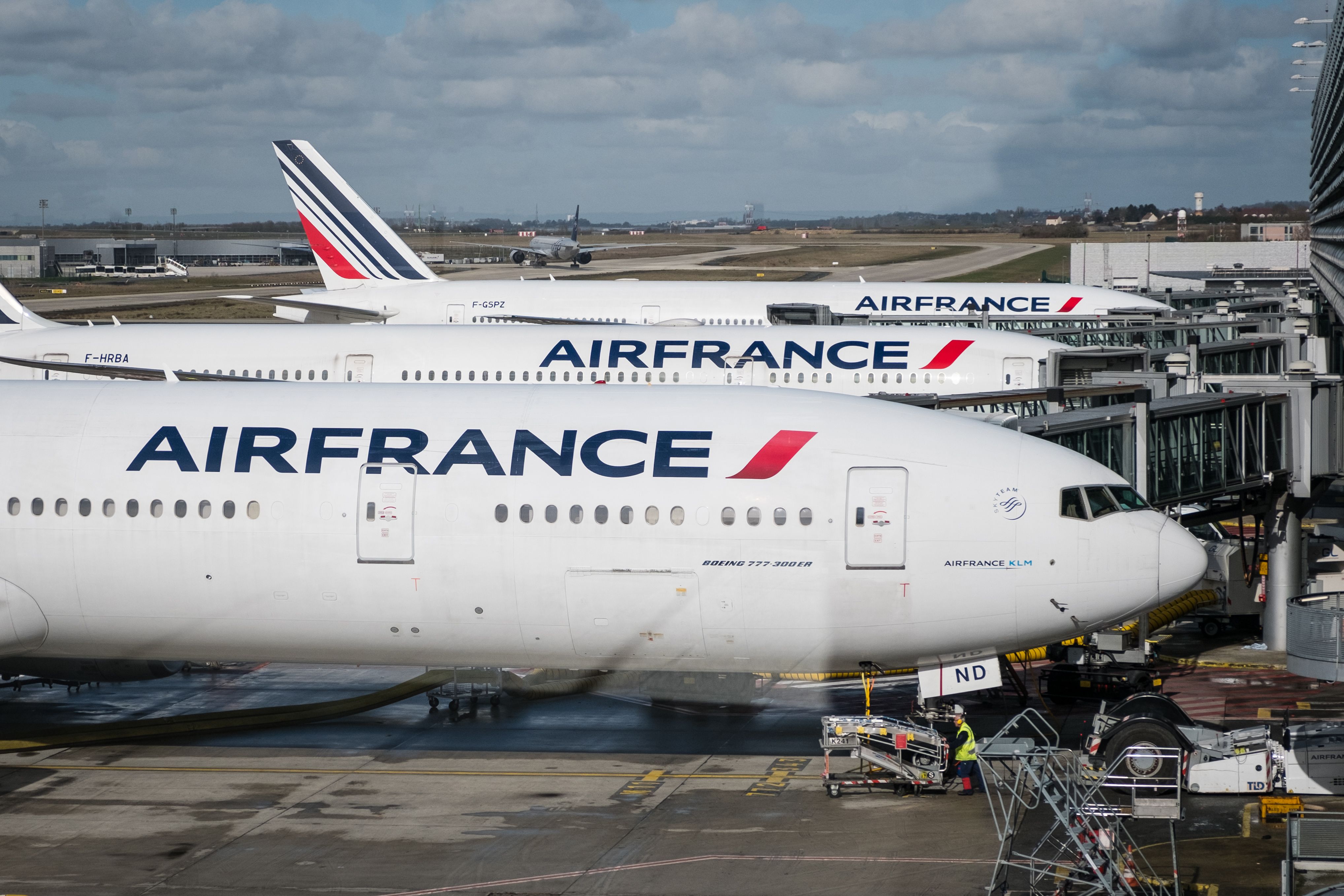 Air France planes on the ground.