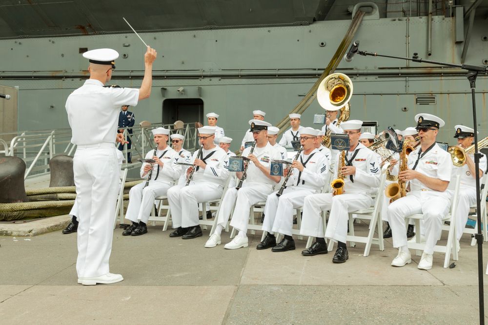 US Navy brass band preforms during Memorial Day celebration 