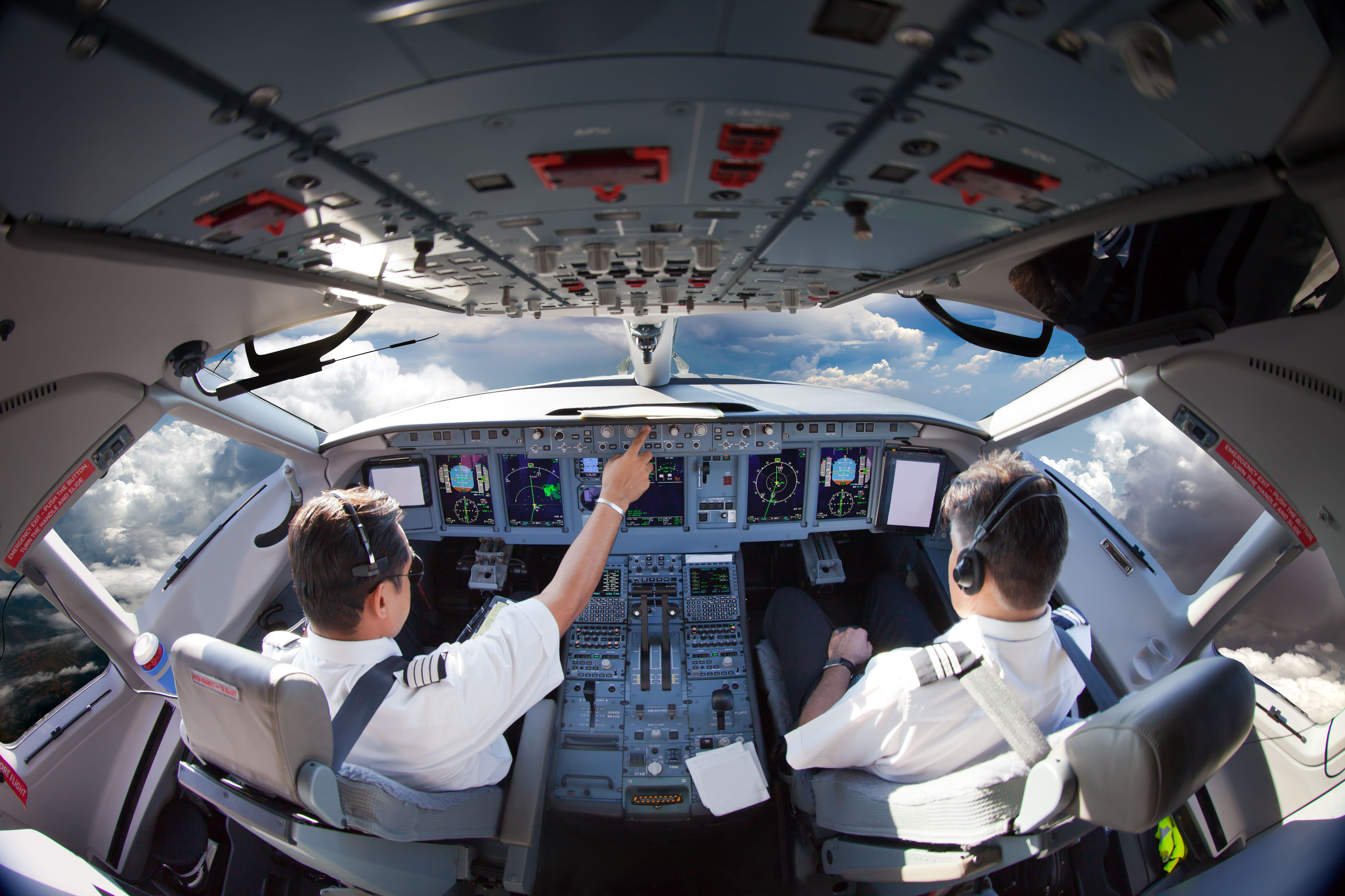 Pilots in the cockpit