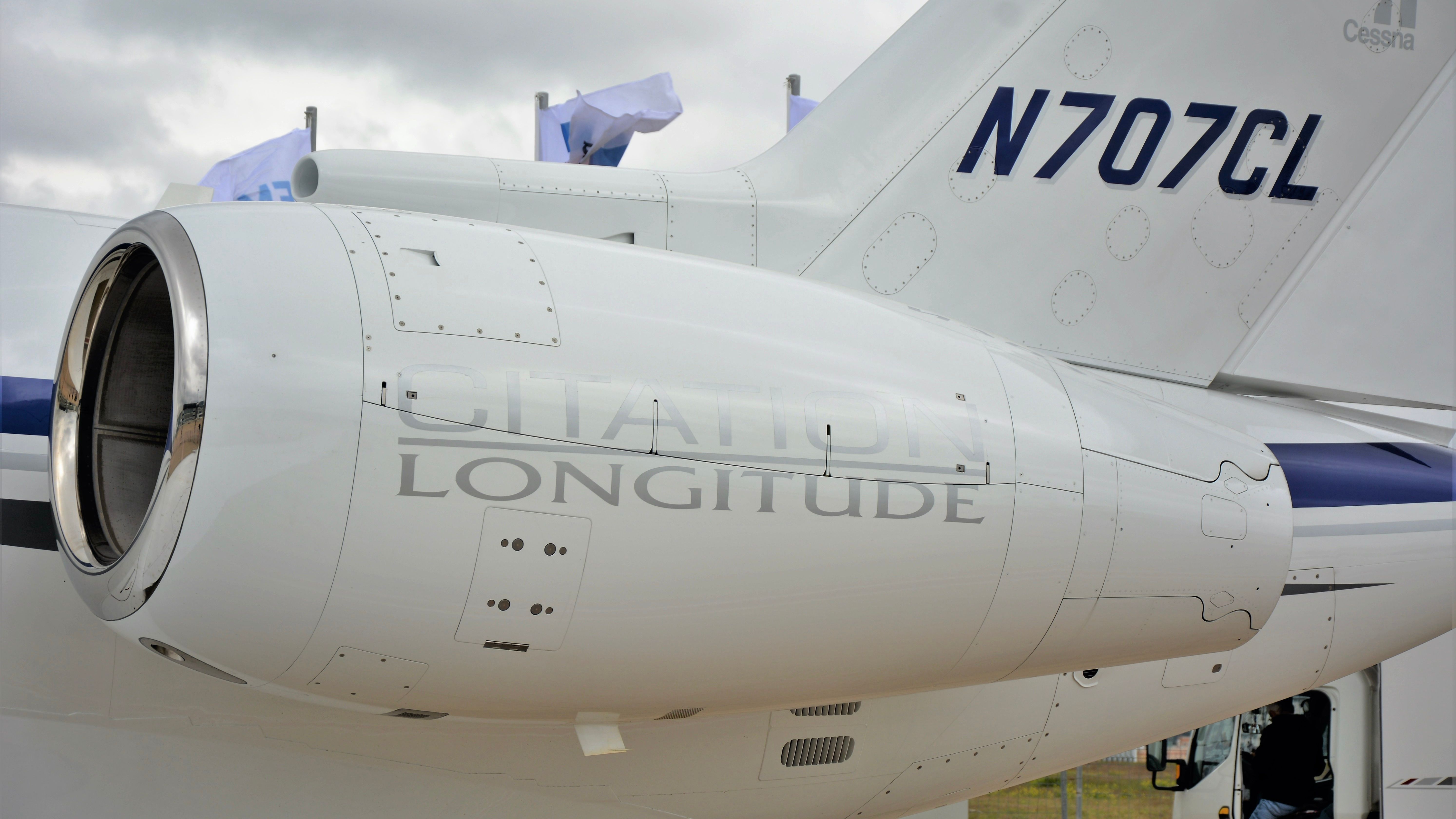 Citation Longitude on ground engine and tail