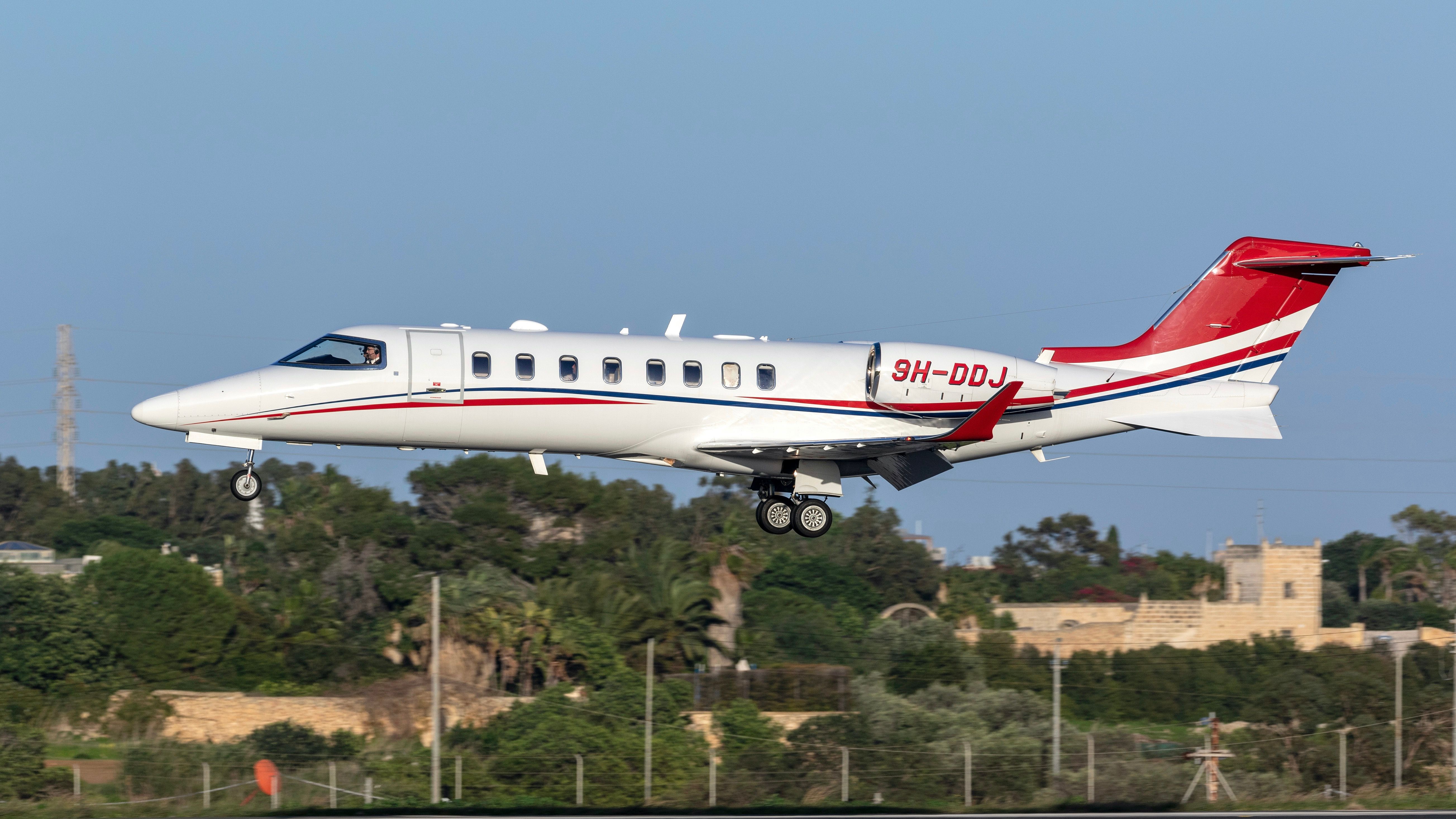 Learjet 75 landing at Luqa Malta