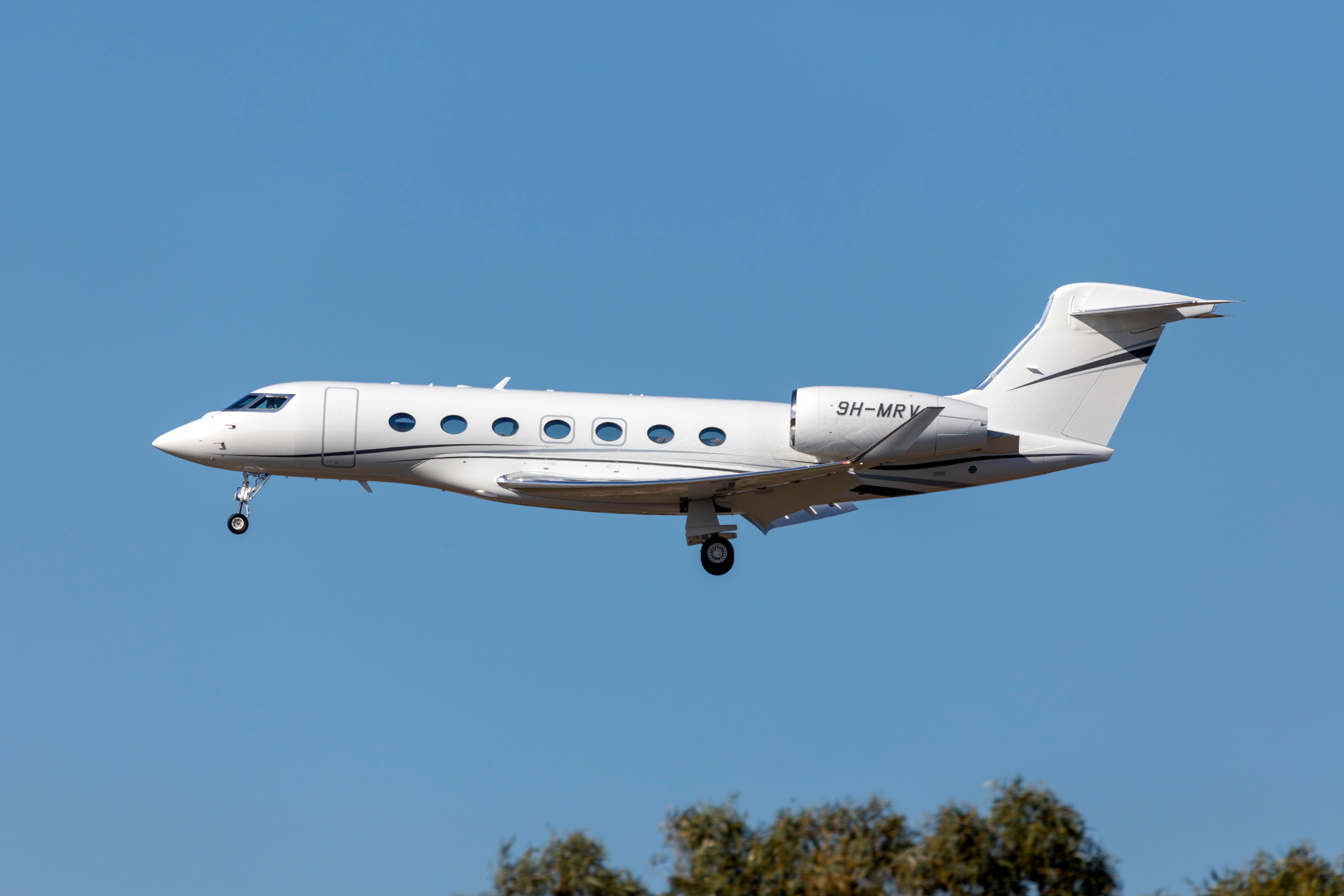 TAG Aviation Malta Gulfstream Aerospace GVII-G500 (9H-MRV) landing runway 31 in the afternoon.