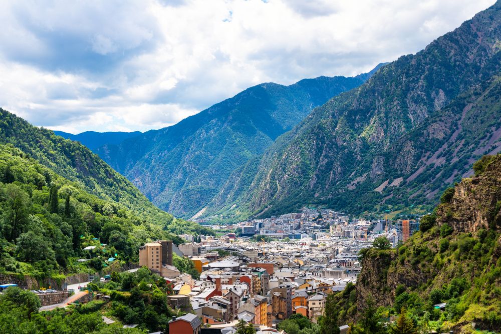 aerial view of the city of Andorra la Vella, capital of Andorra