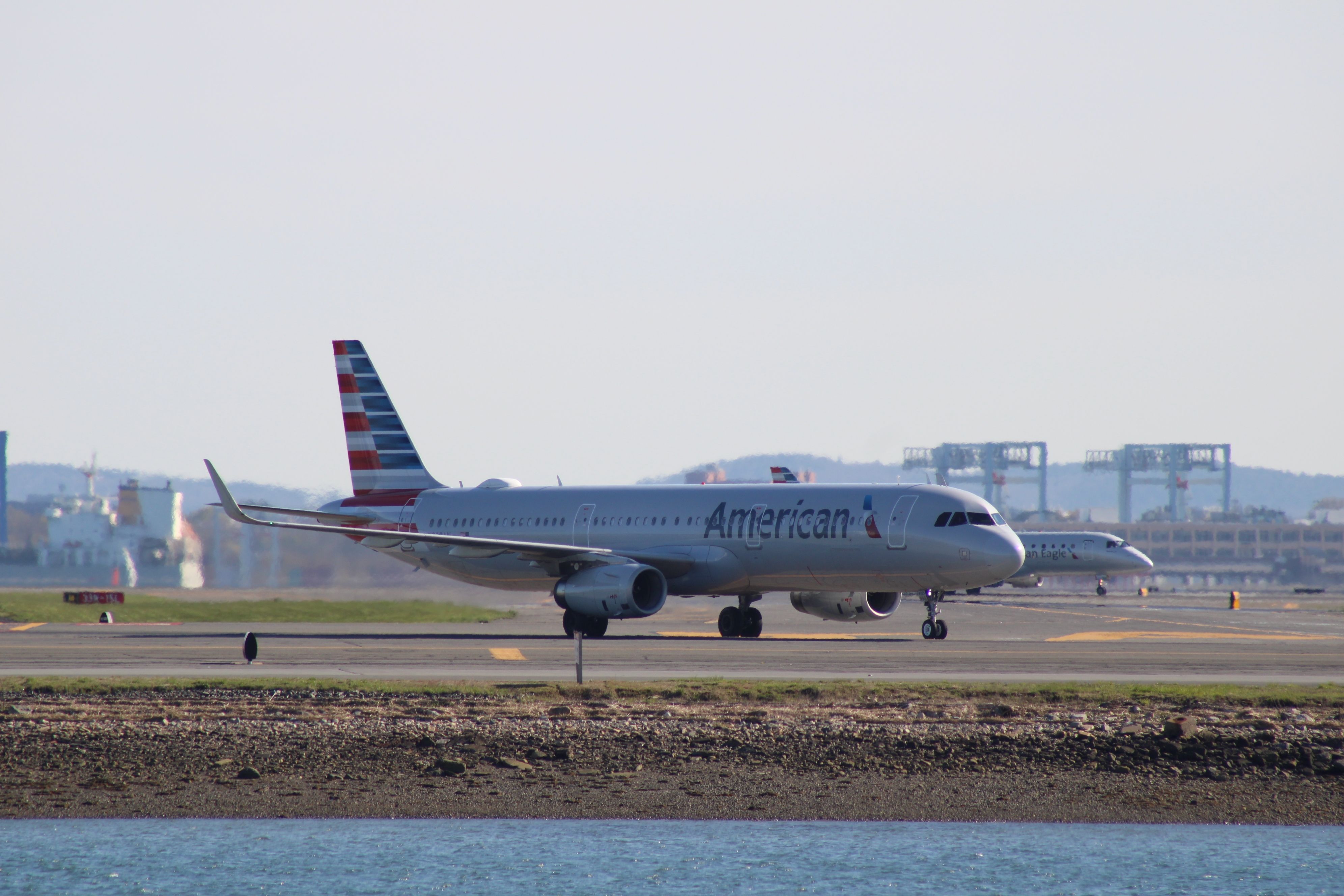 American Airlines Airbus A321 at Boston Logan International Airport. 