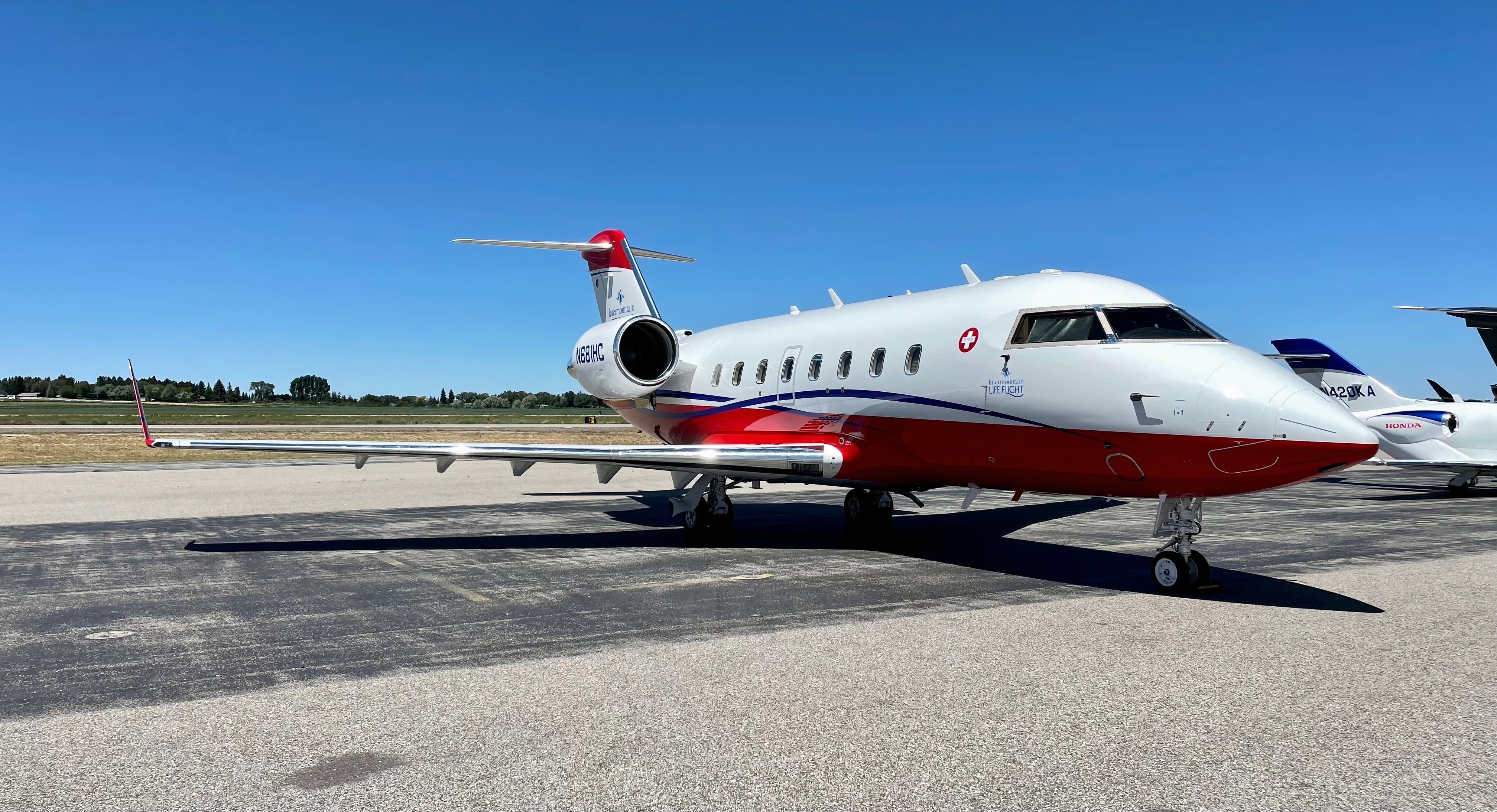 A Bombardier Challenger 604 of Intermountain Life Flight 