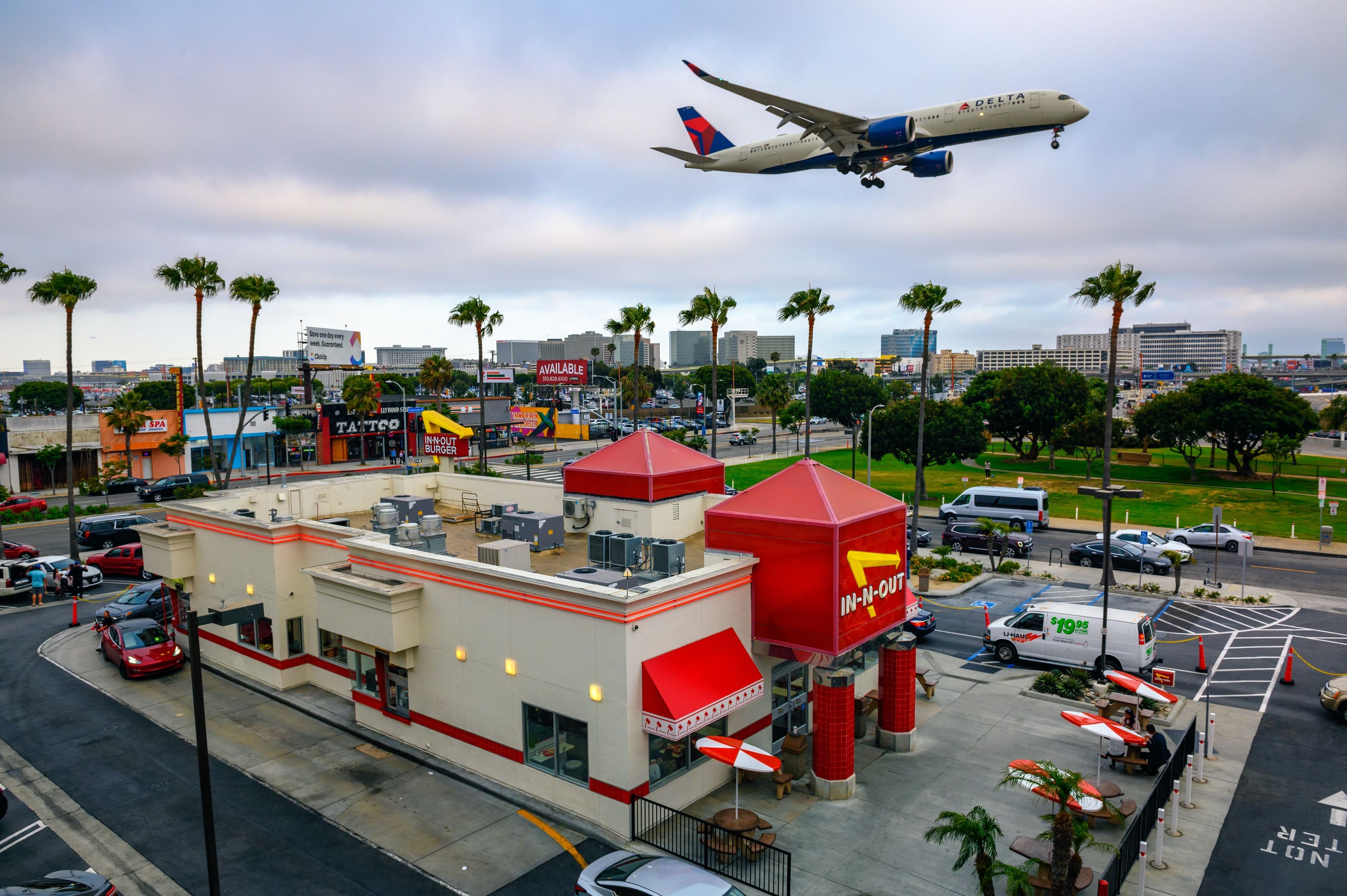 Delta Air Lines Airbus A350 landing at Los Angeles International Airport.