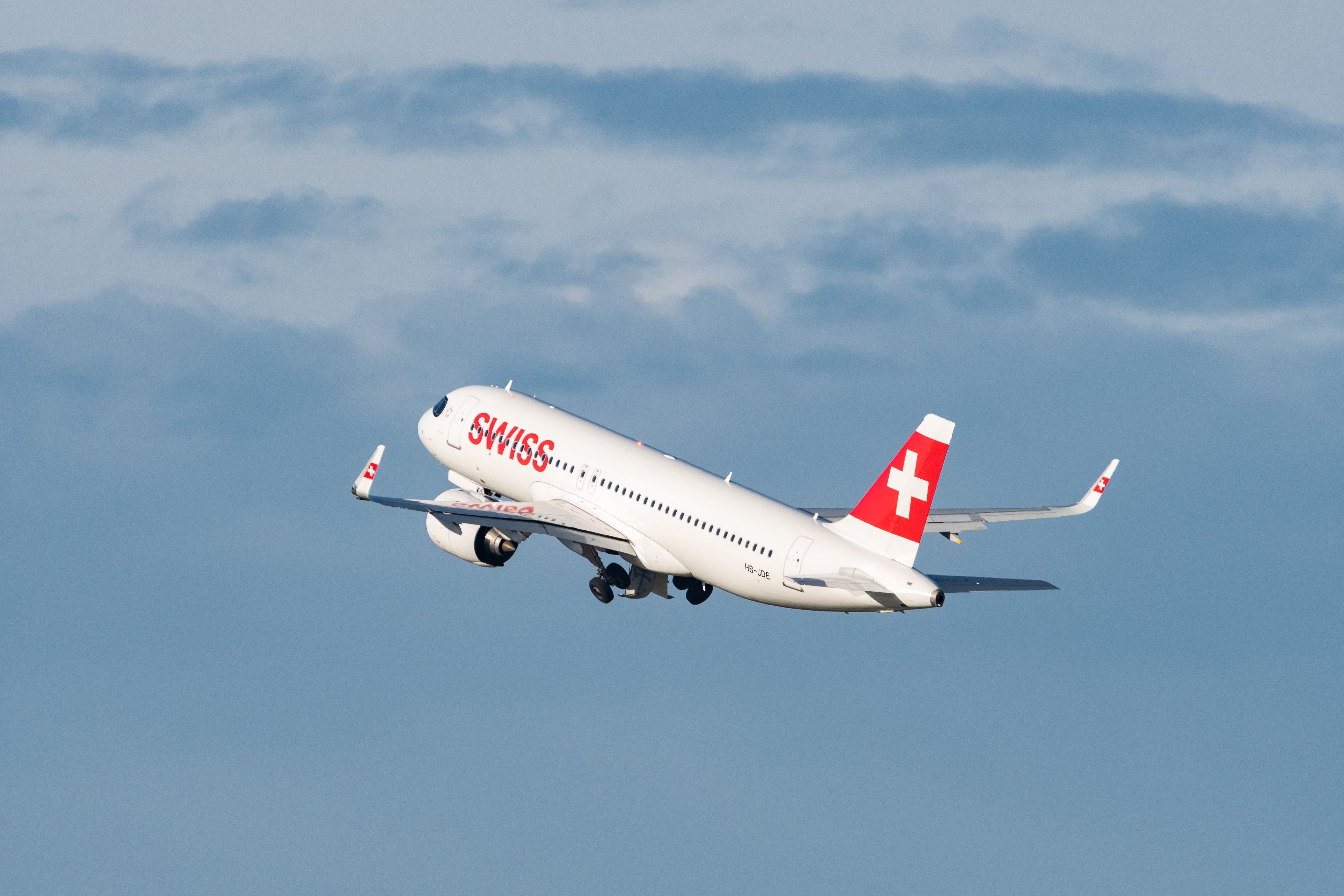 SWISS International Air Lines Airbus A321neo taking off.