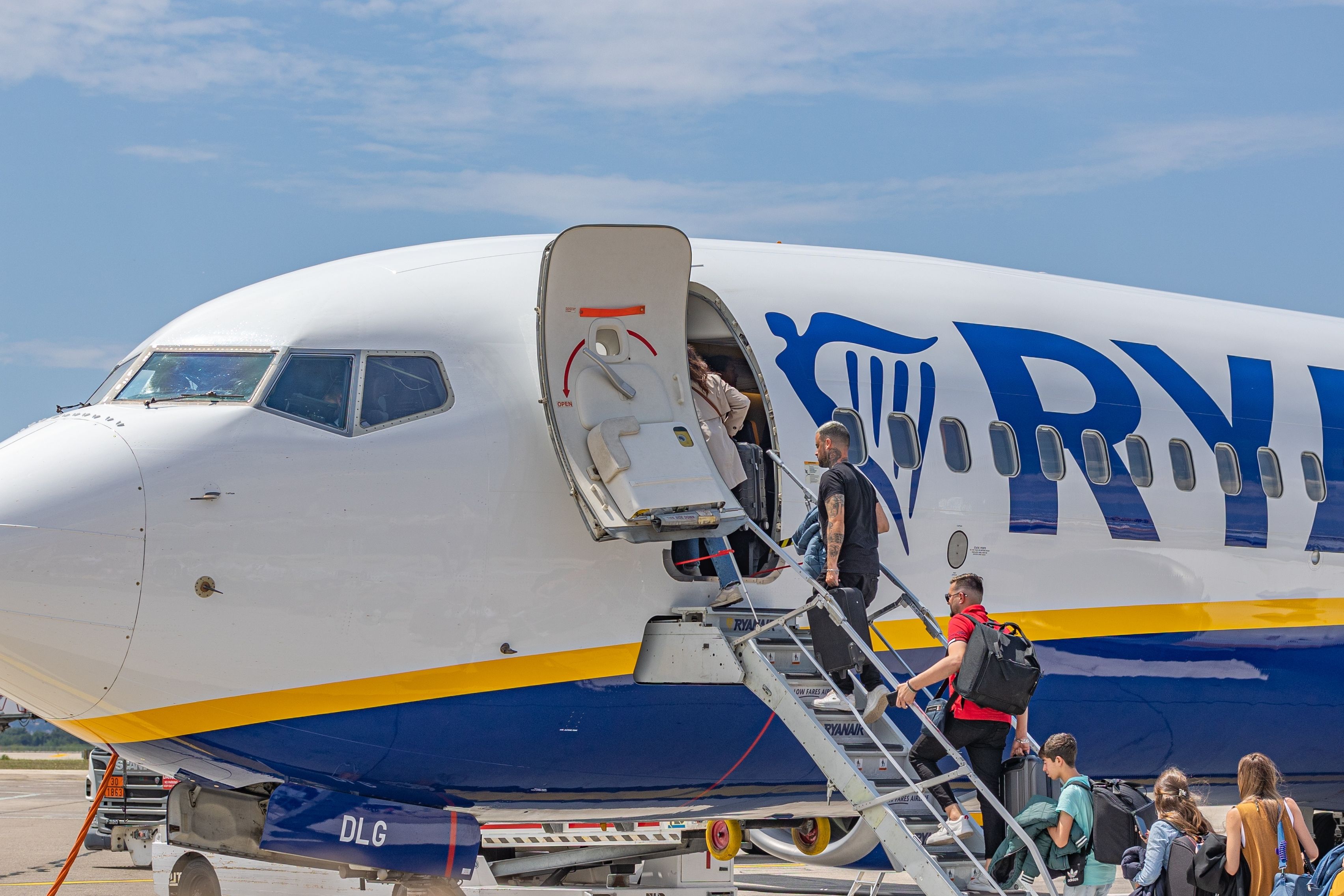 Passengers boarding Ryanair flight