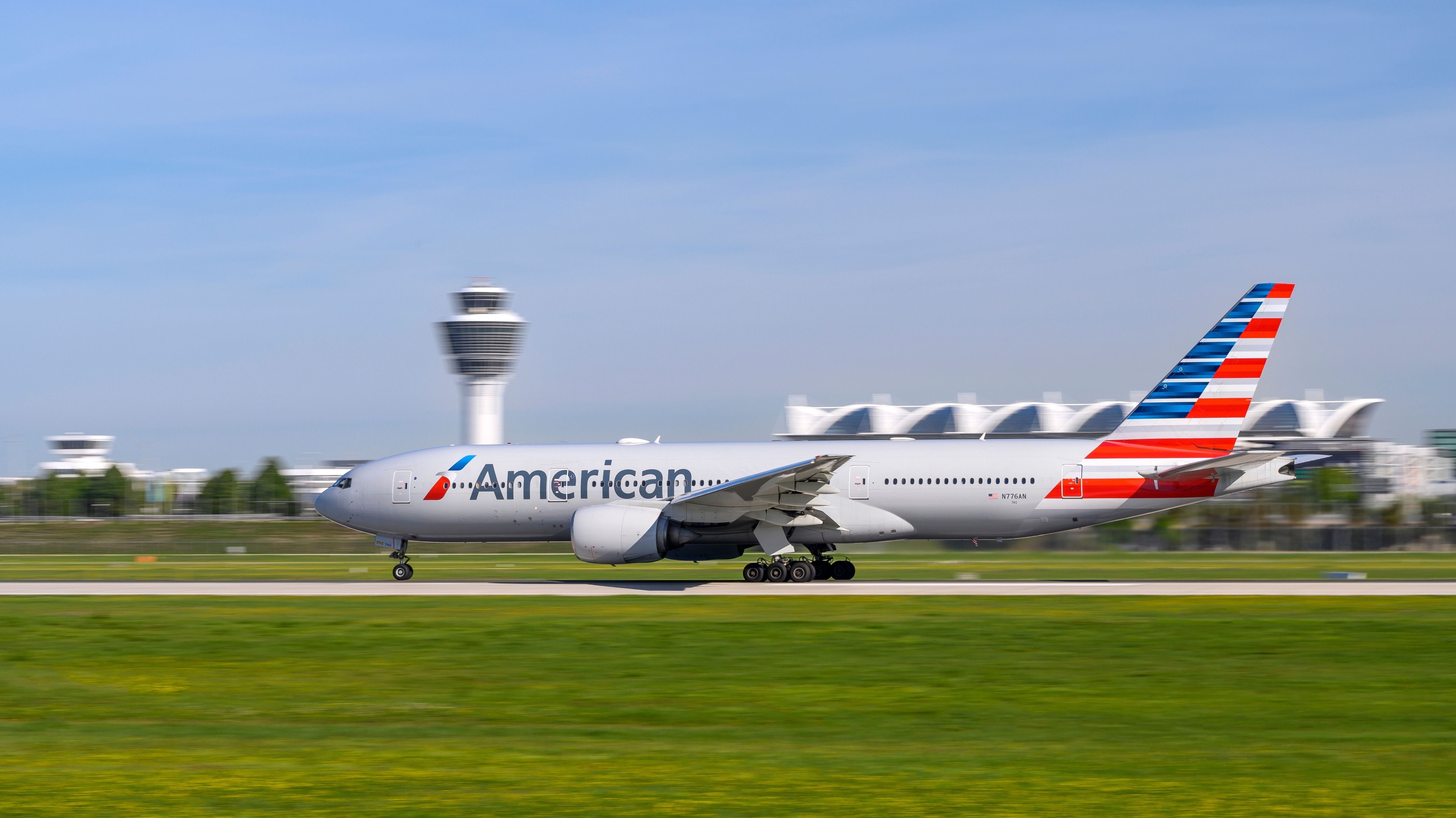 An American Airlines Boeing 777 in Munich