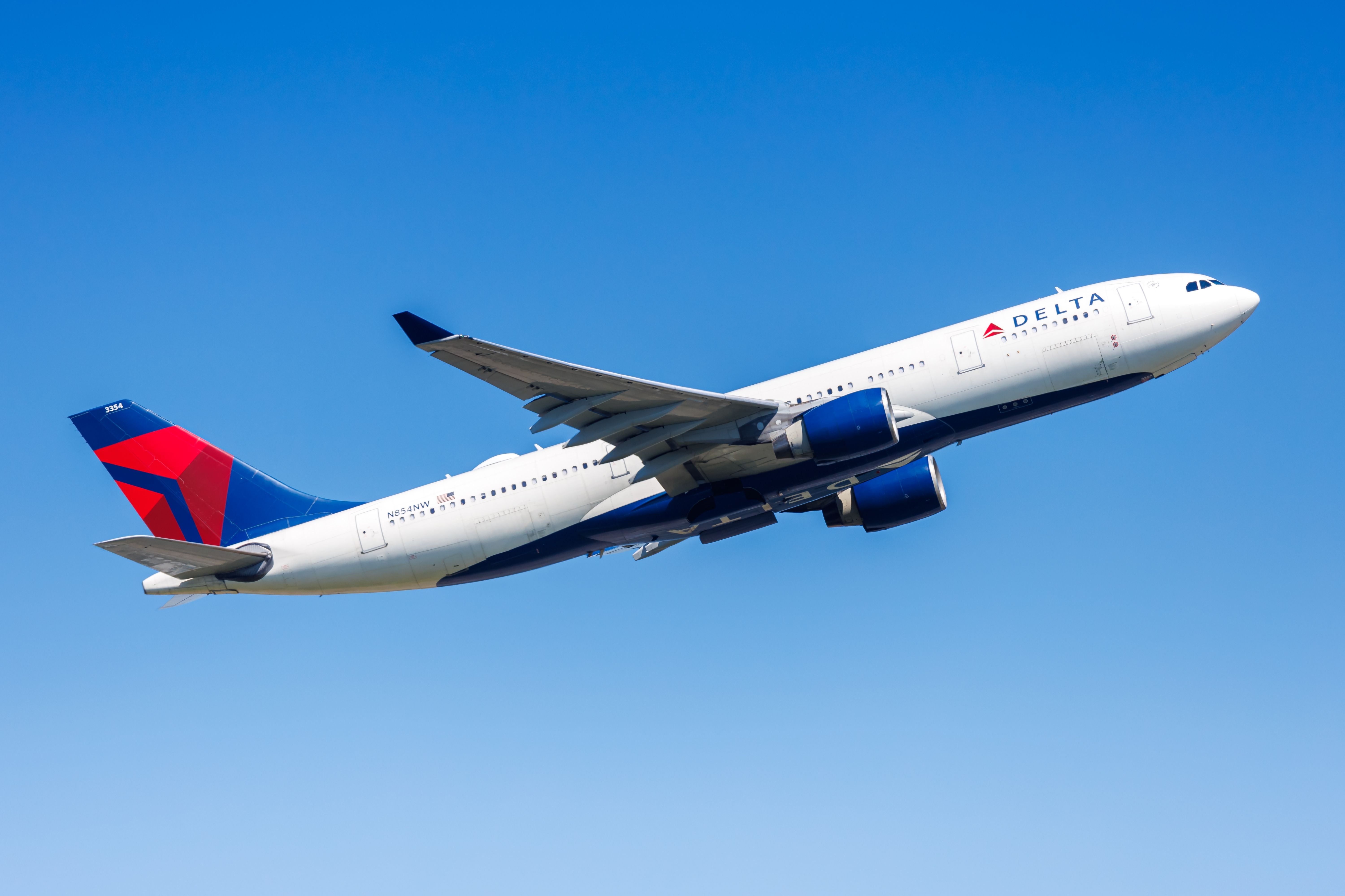 A Delta Air Lines Airbus A330 taking off