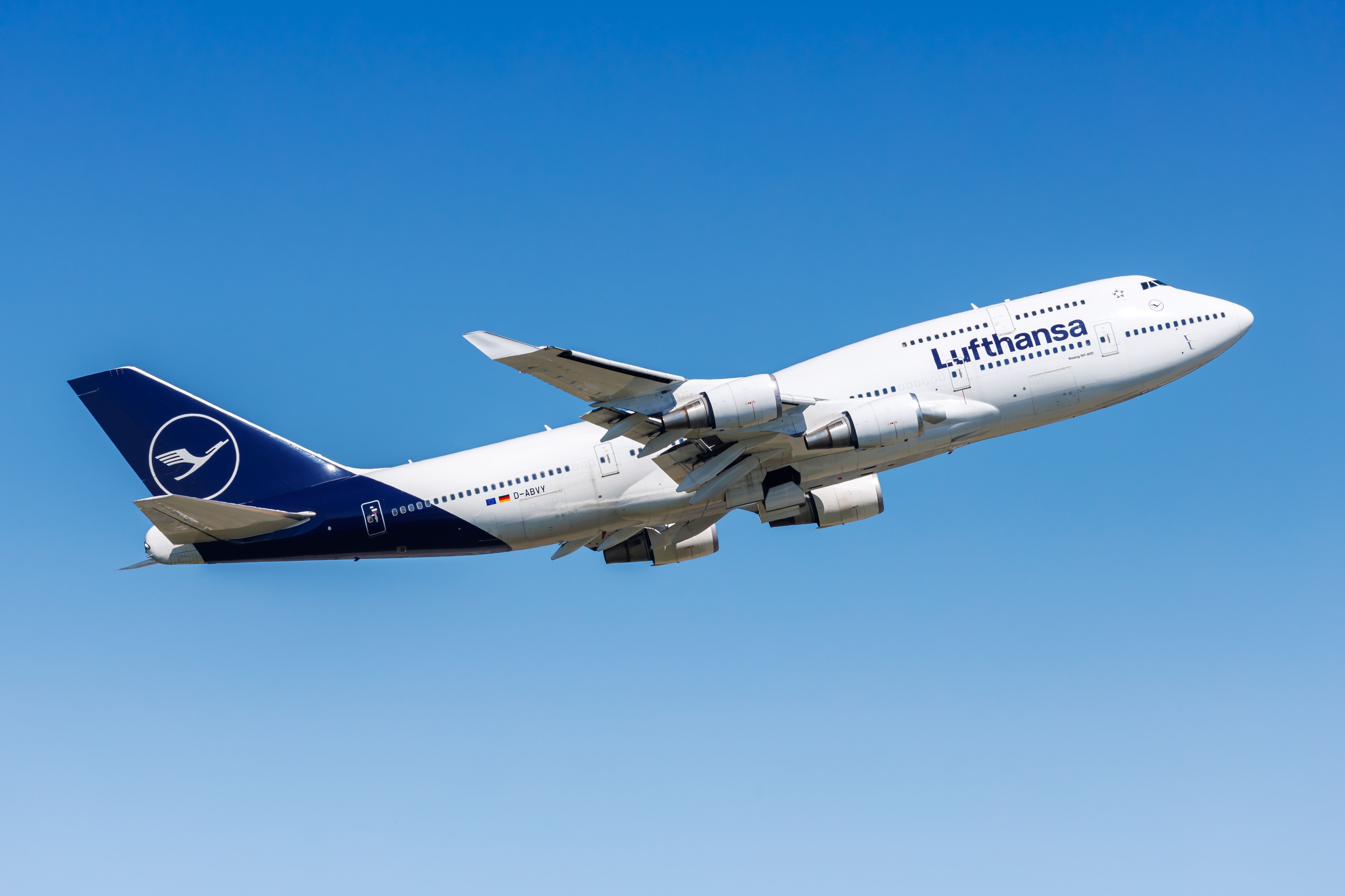 A Lufthansa Boeing 747 taking off