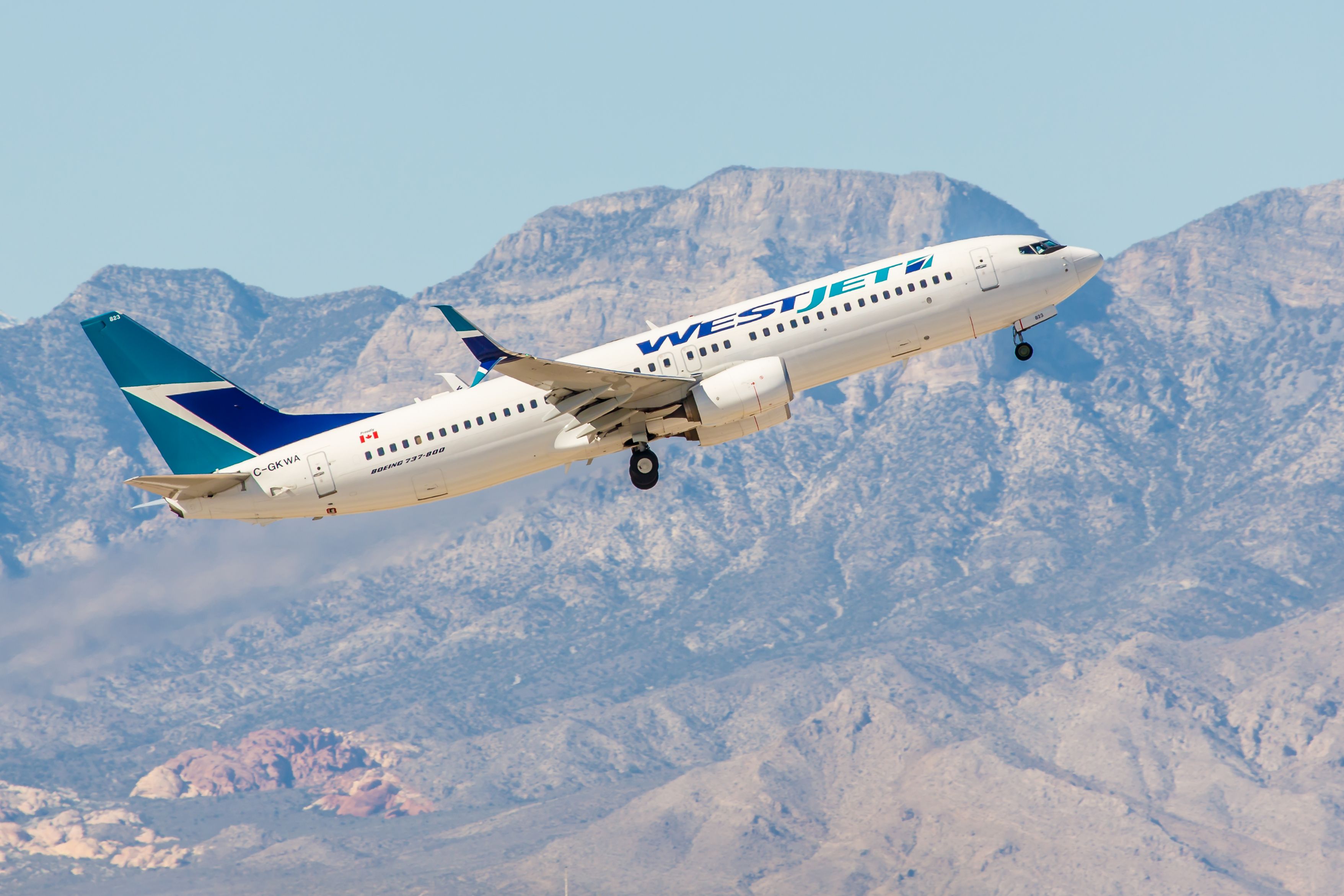 A WestJet Boeing 737 taking off